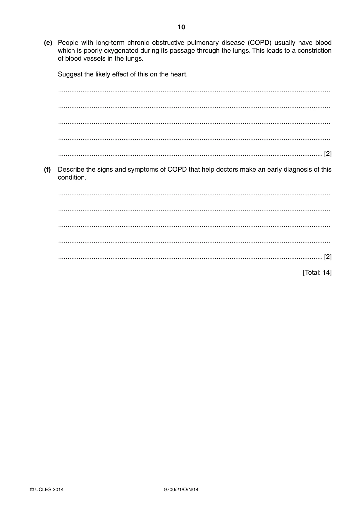 Cambridge A Level Biology 9700 2014 Oct/Nov Paper 2 · Variant 1 question paper, page 10 of 16