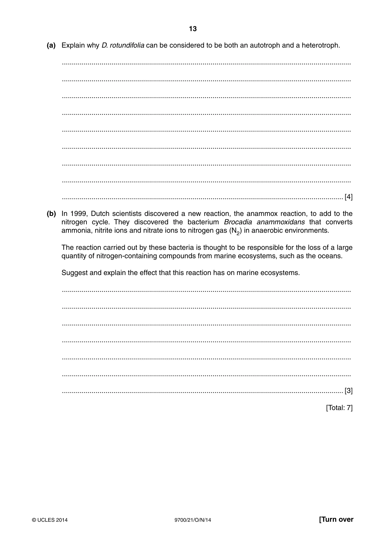 Cambridge A Level Biology 9700 2014 Oct/Nov Paper 2 · Variant 1 question paper, page 13 of 16
