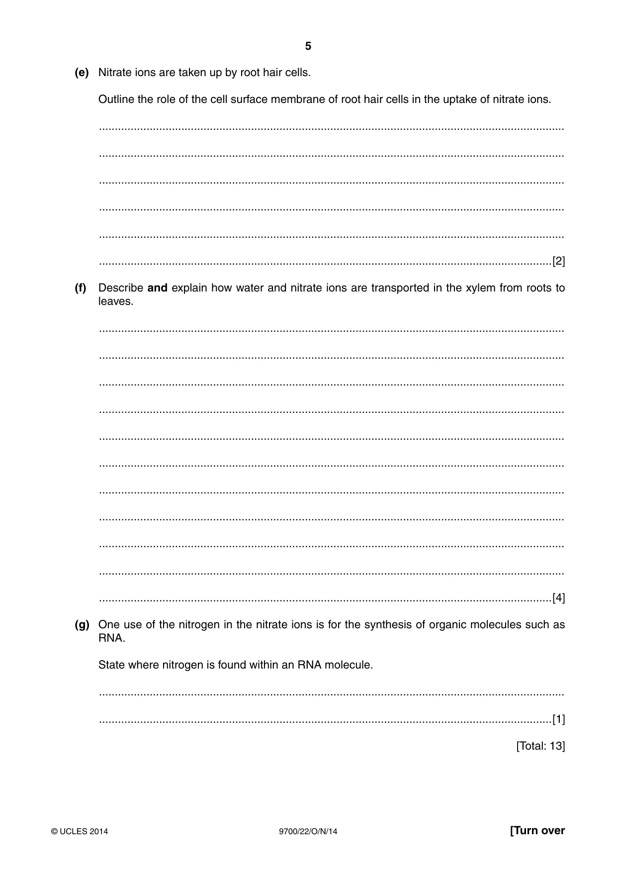 Cambridge A Level Biology 9700 2014 Oct/Nov Paper 2 · Variant 2 question paper, page 5 of 16