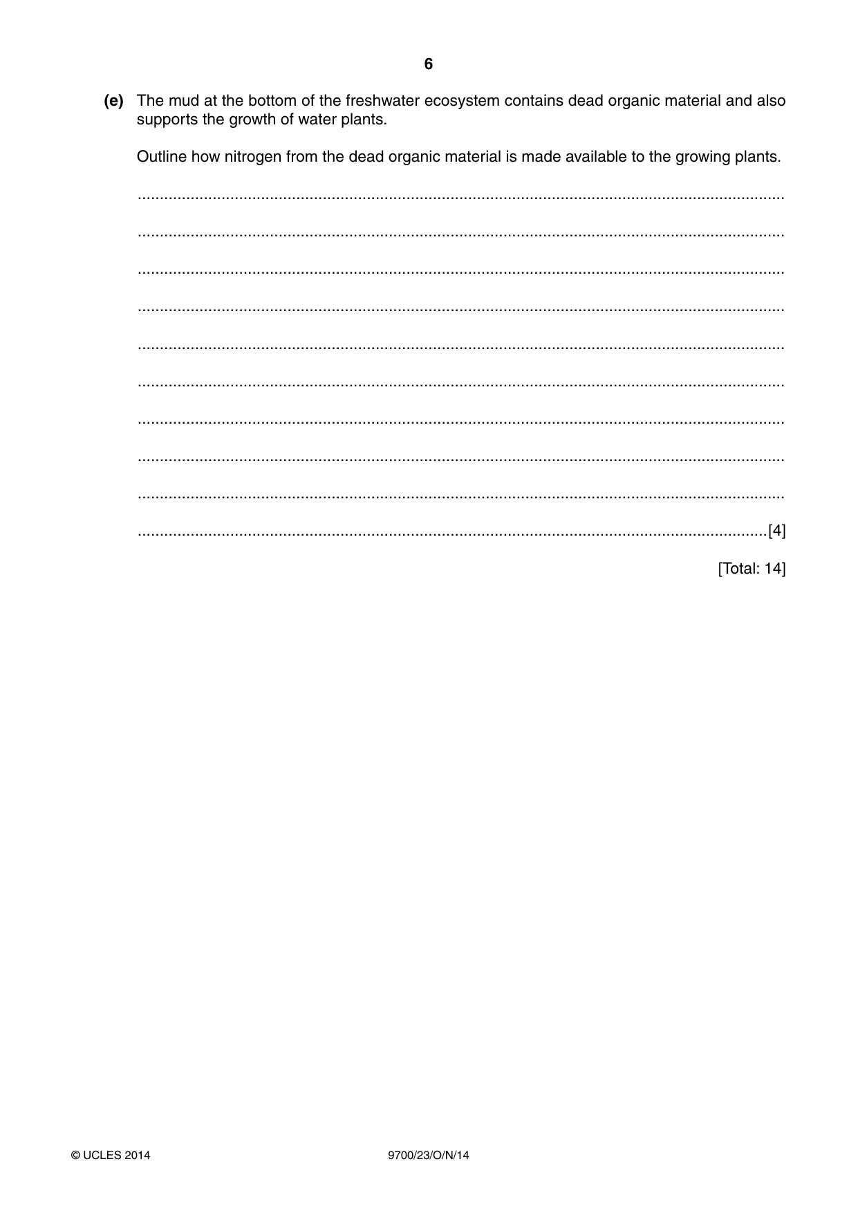 Cambridge A Level Biology 9700 2014 Oct/Nov Paper 2 · Variant 3 question paper, page 6 of 16