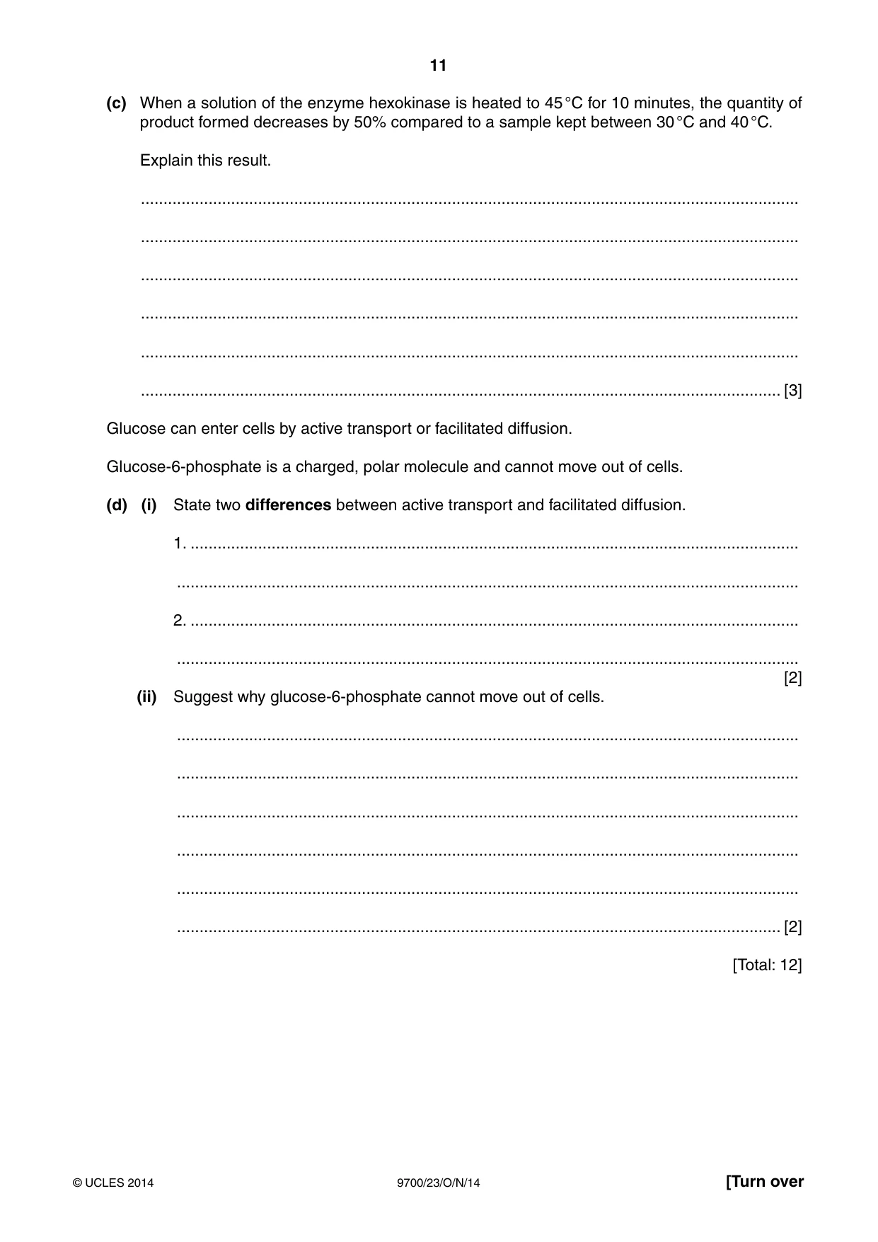 Cambridge A Level Biology 9700 2014 Oct/Nov Paper 2 · Variant 3 question paper, page 11 of 16