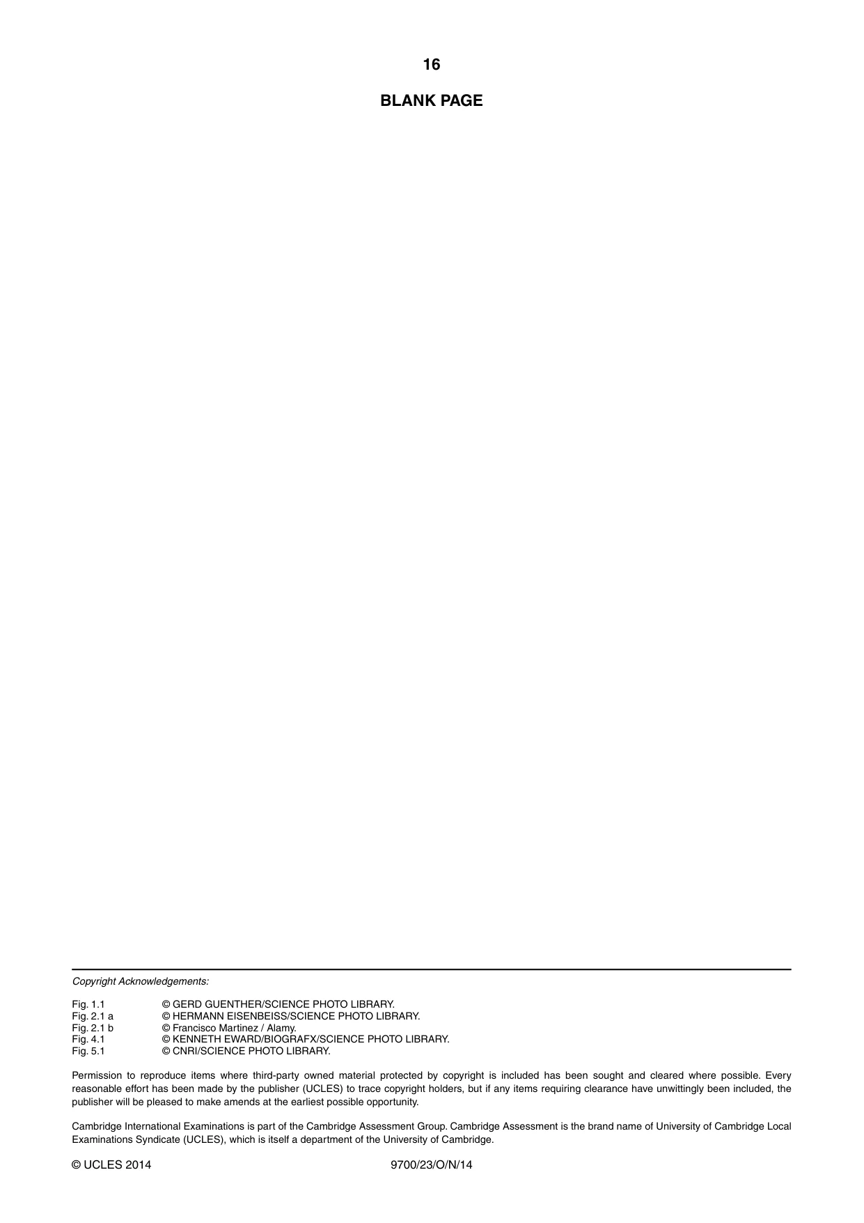 Cambridge A Level Biology 9700 2014 Oct/Nov Paper 2 · Variant 3 question paper, page 16 of 16