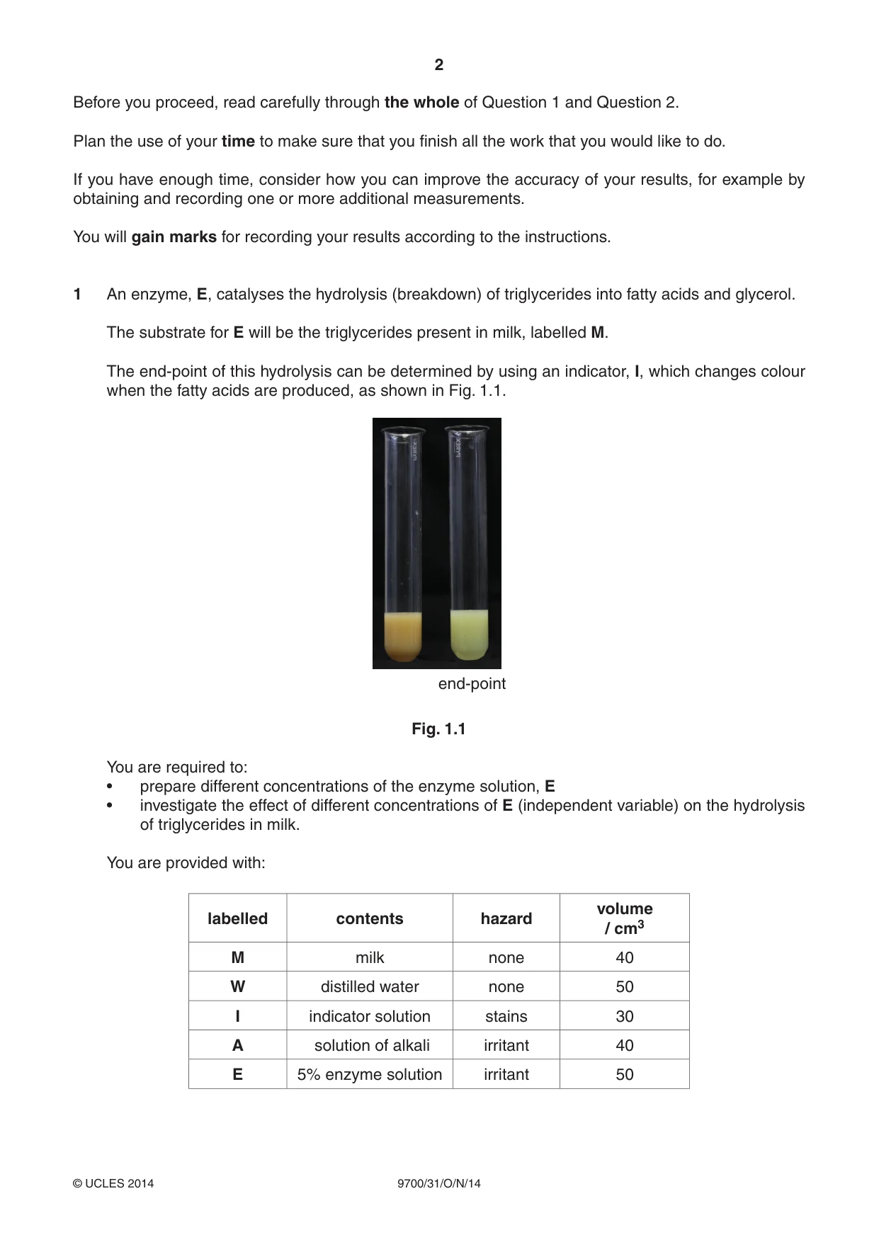 Cambridge A Level Biology 9700 2014 Oct/Nov Paper 3 · Variant 1 question paper, page 2 of 16