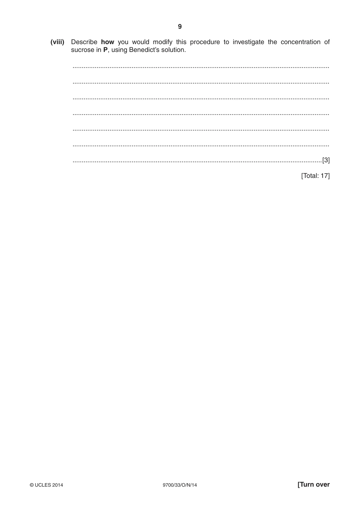Cambridge A Level Biology 9700 2014 Oct/Nov Paper 3 · Variant 3 question paper, page 9 of 16