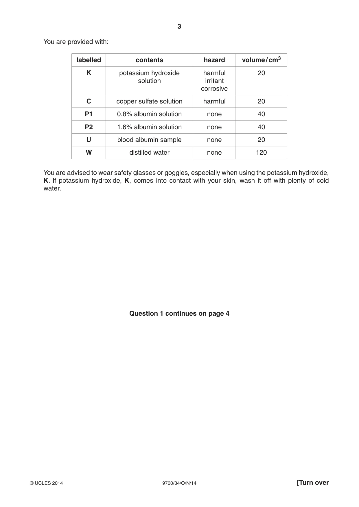Cambridge A Level Biology 9700 2014 Oct/Nov Paper 3 · Variant 4 question paper, page 3 of 16