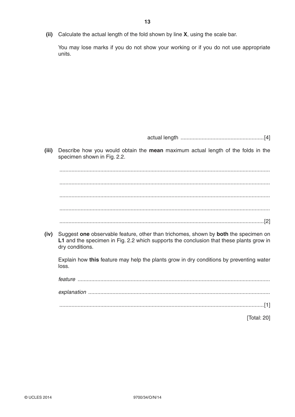 Cambridge A Level Biology 9700 2014 Oct/Nov Paper 3 · Variant 4 question paper, page 13 of 16