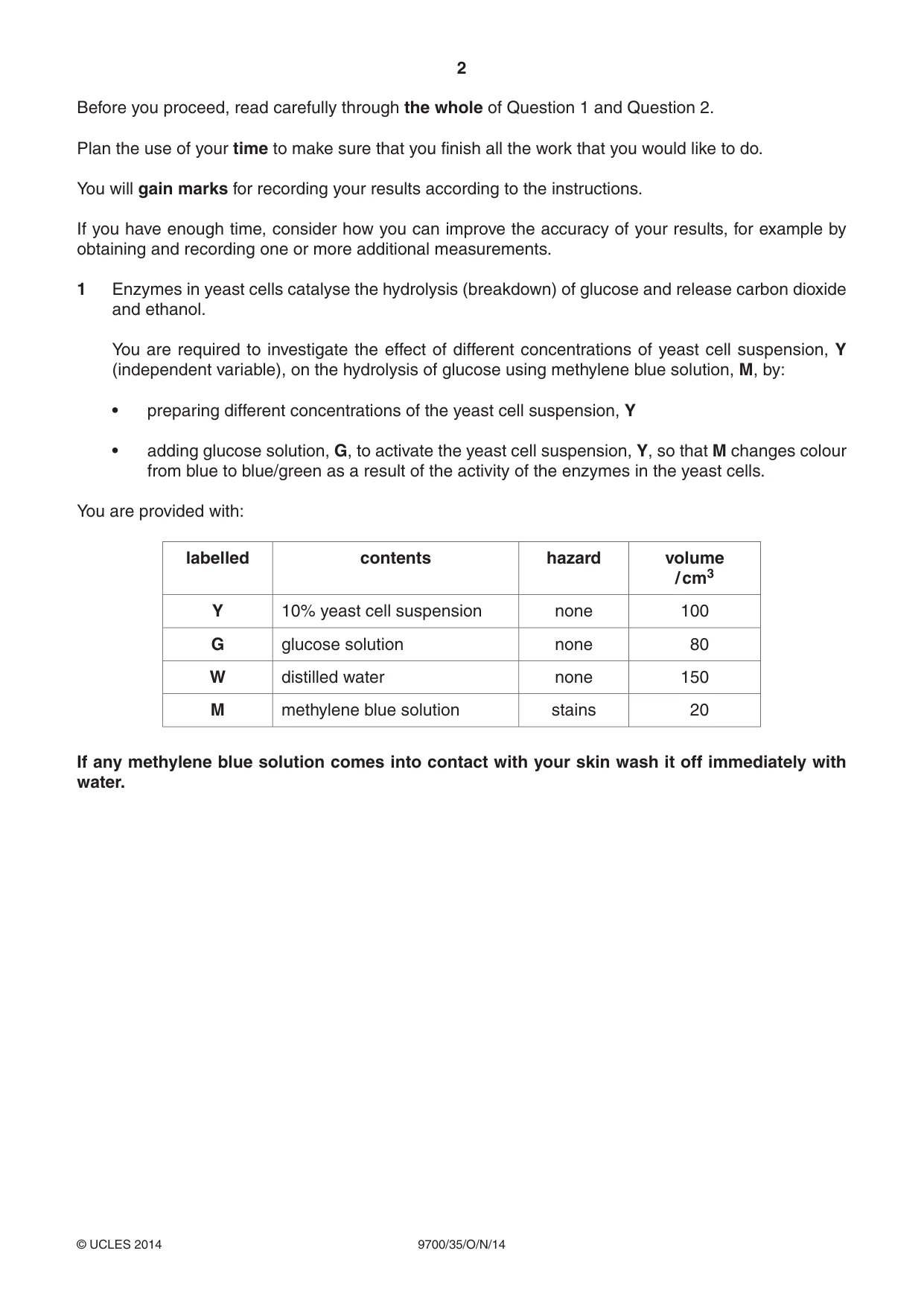 Cambridge A Level Biology 9700 2014 Oct/Nov Paper 3 · Variant 5 question paper, page 2 of 16