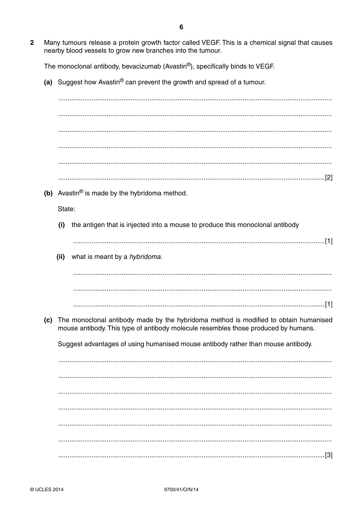 Cambridge A Level Biology 9700 2014 Oct/Nov Paper 4 · Variant 1 question paper, page 6 of 24