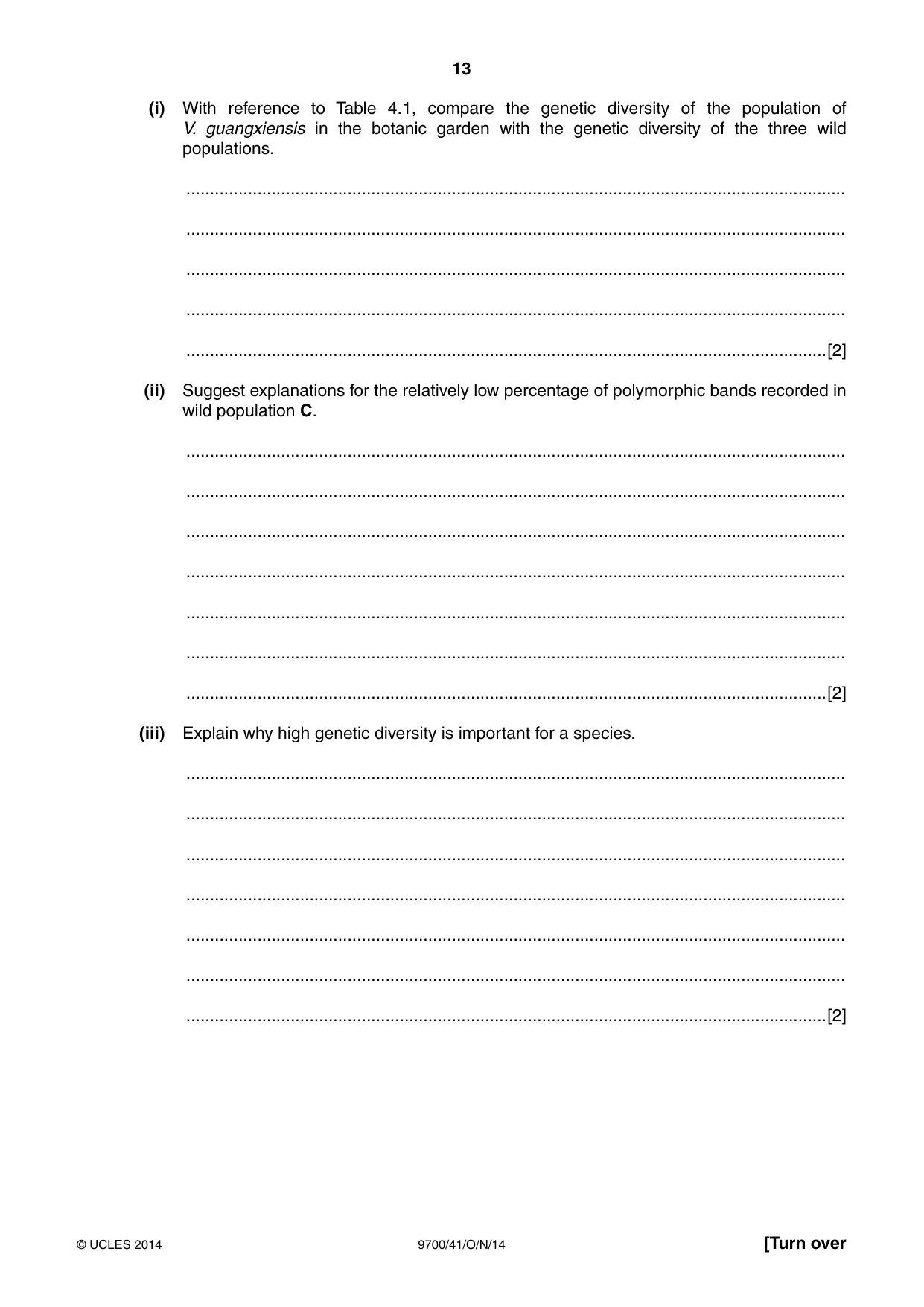 Cambridge A Level Biology 9700 2014 Oct/Nov Paper 4 · Variant 1 question paper, page 13 of 24
