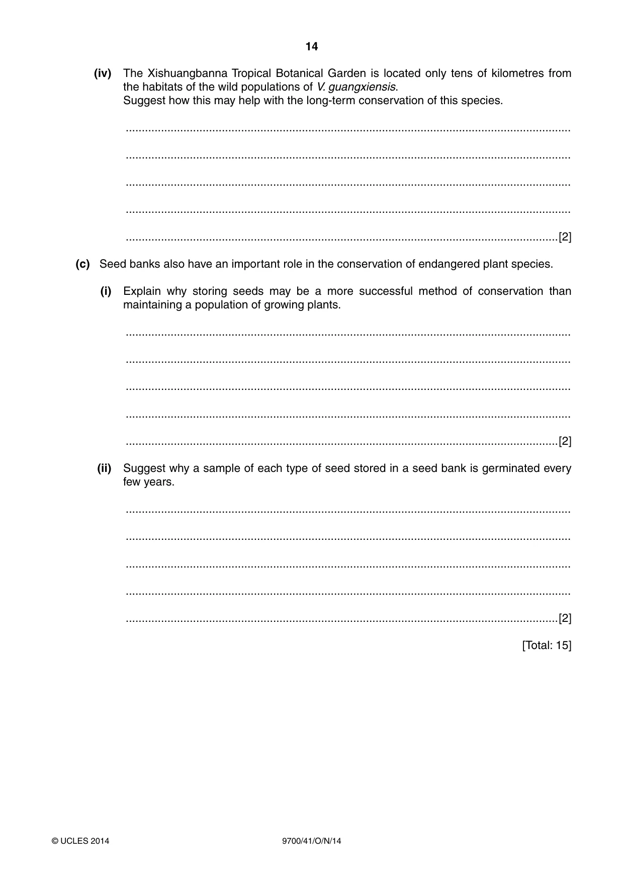 Cambridge A Level Biology 9700 2014 Oct/Nov Paper 4 · Variant 1 question paper, page 14 of 24