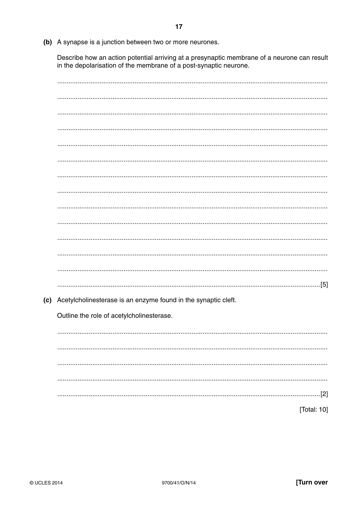 Cambridge A Level Biology 9700 2014 Oct/Nov Paper 4 · Variant 1 question paper, page 17 of 24