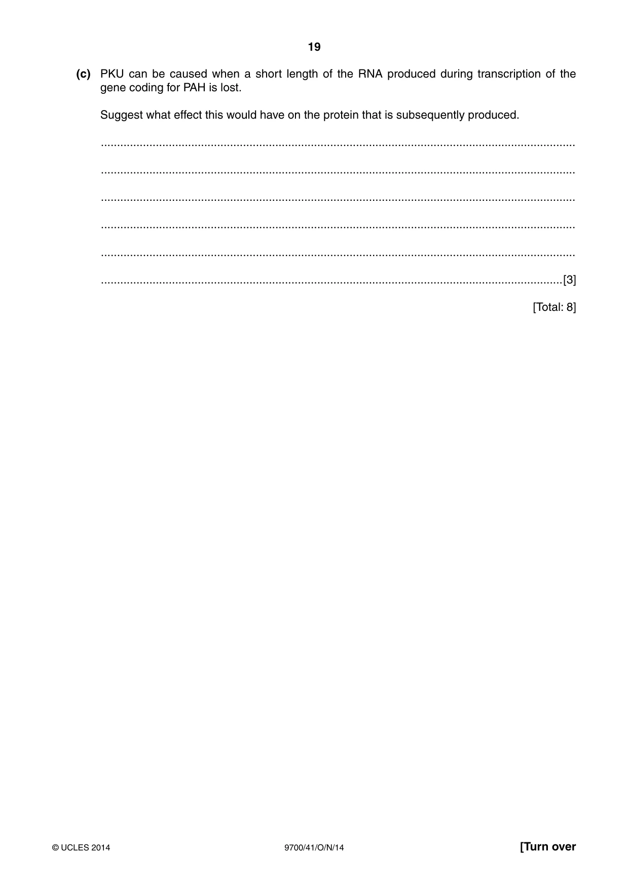 Cambridge A Level Biology 9700 2014 Oct/Nov Paper 4 · Variant 1 question paper, page 19 of 24