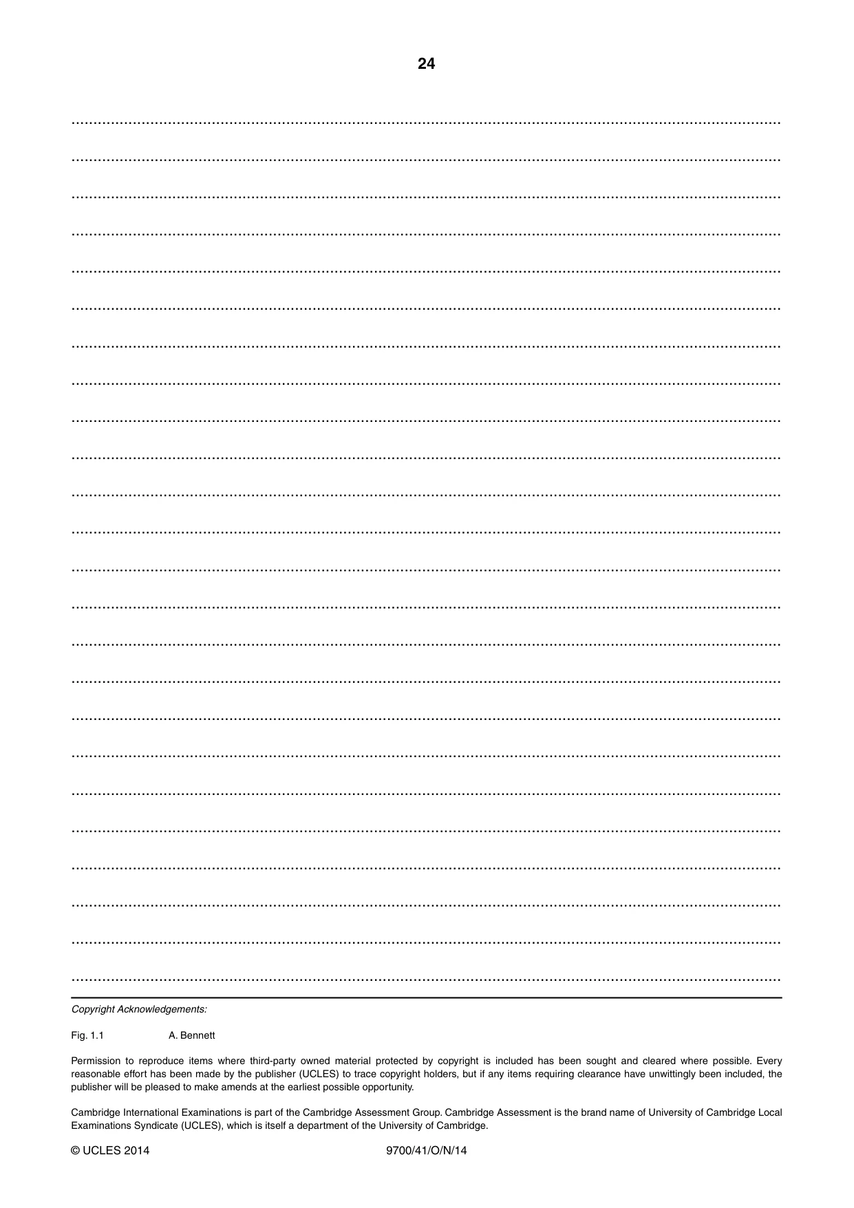 Cambridge A Level Biology 9700 2014 Oct/Nov Paper 4 · Variant 1 question paper, page 24 of 24