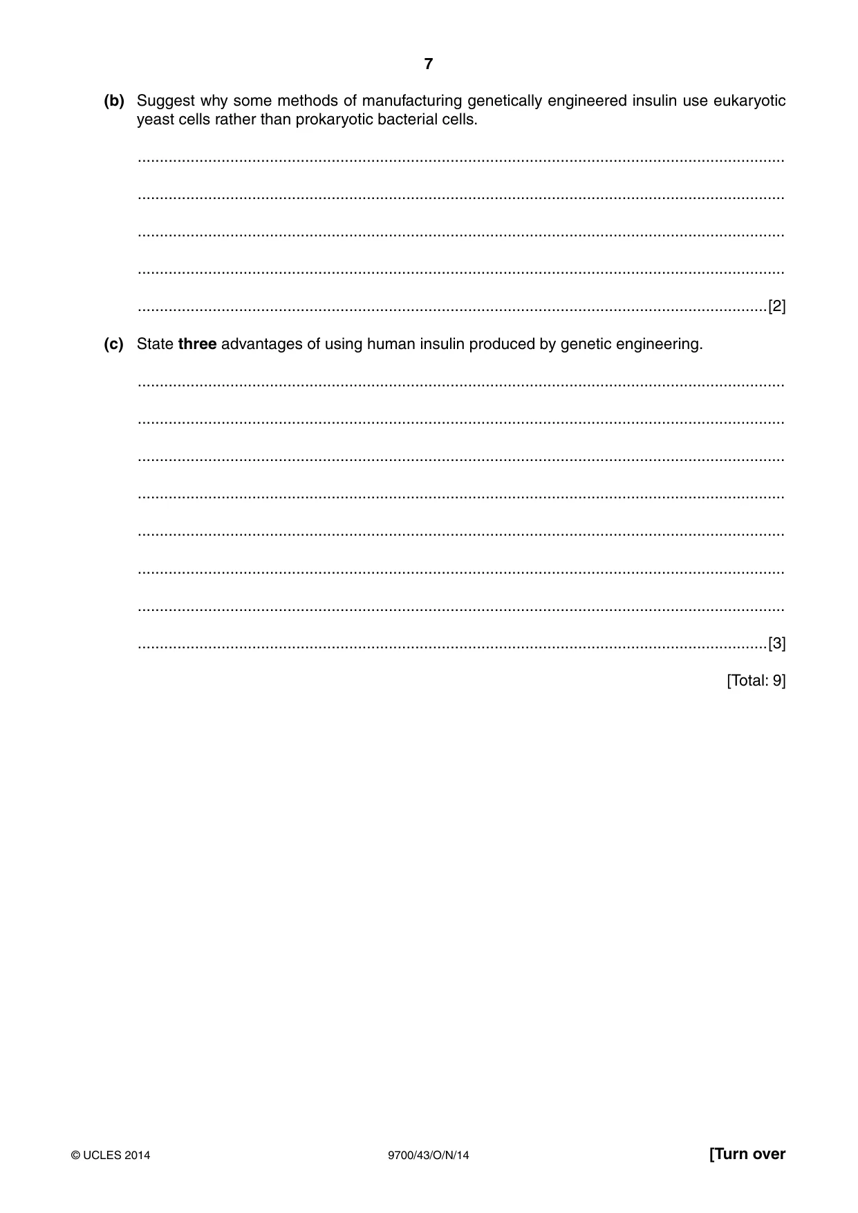 Cambridge A Level Biology 9700 2014 Oct/Nov Paper 4 · Variant 3 question paper, page 7 of 24