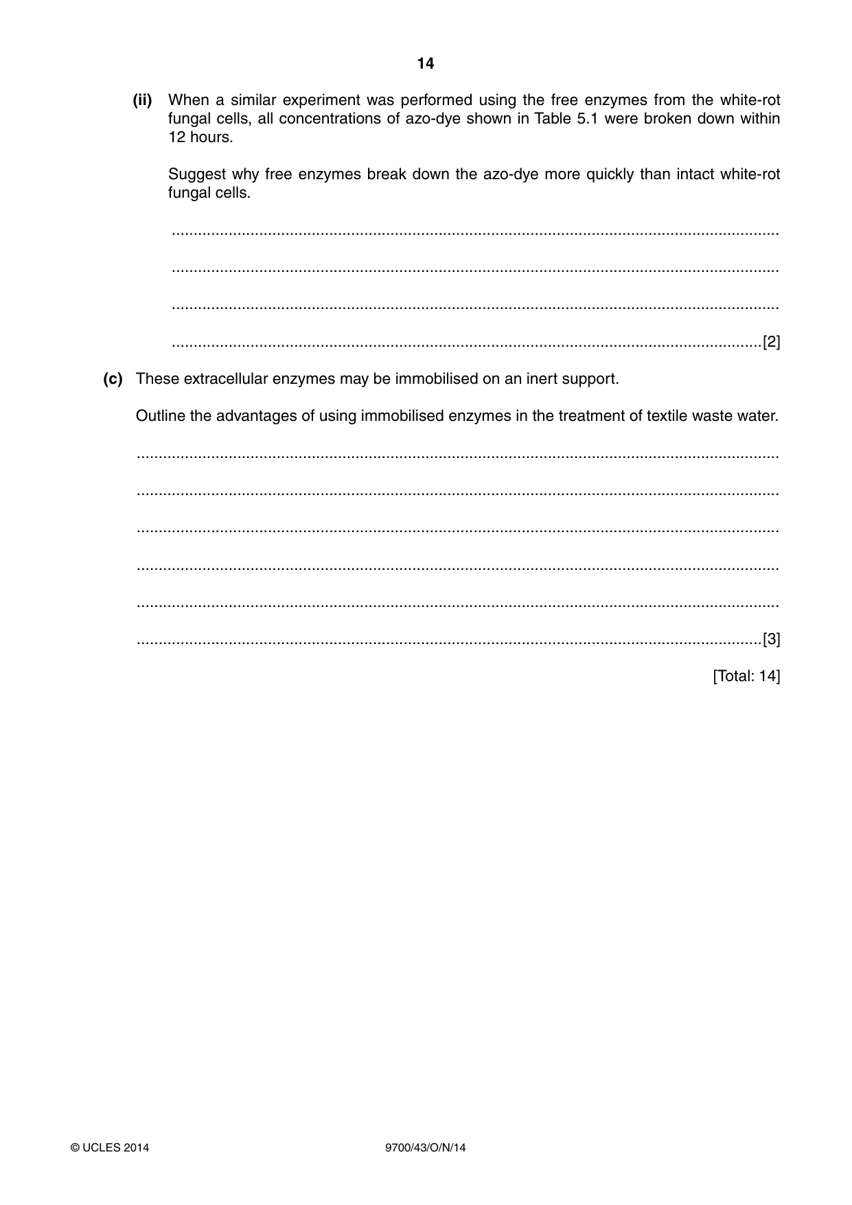 Cambridge A Level Biology 9700 2014 Oct/Nov Paper 4 · Variant 3 question paper, page 14 of 24