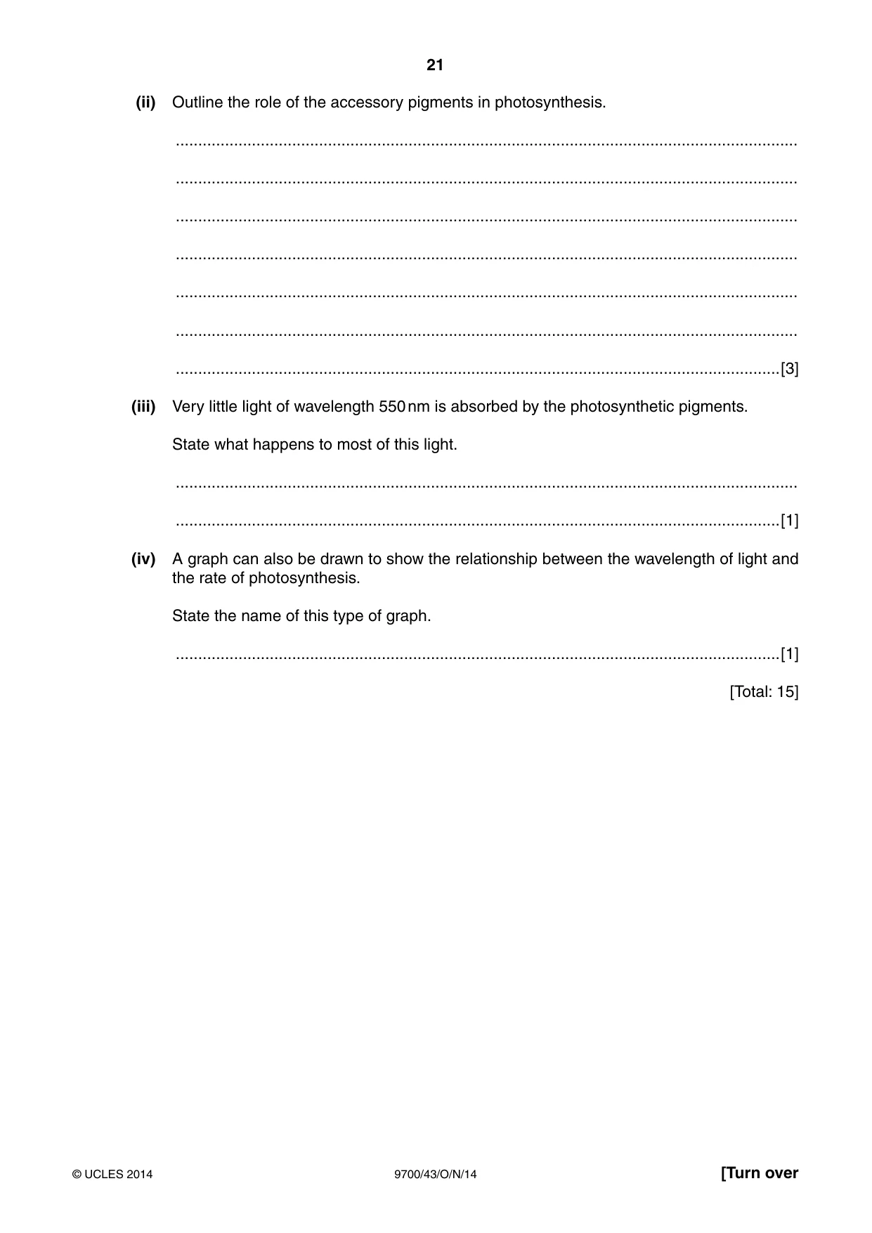 Cambridge A Level Biology 9700 2014 Oct/Nov Paper 4 · Variant 3 question paper, page 21 of 24