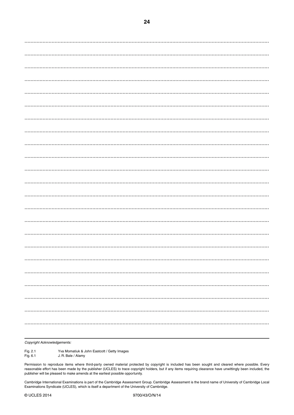 Cambridge A Level Biology 9700 2014 Oct/Nov Paper 4 · Variant 3 question paper, page 24 of 24