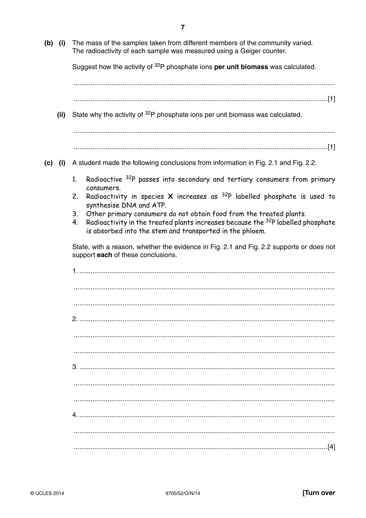 Cambridge A Level Biology 9700 2014 Oct/Nov Paper 5 · Variant 2 question paper, page 7 of 8