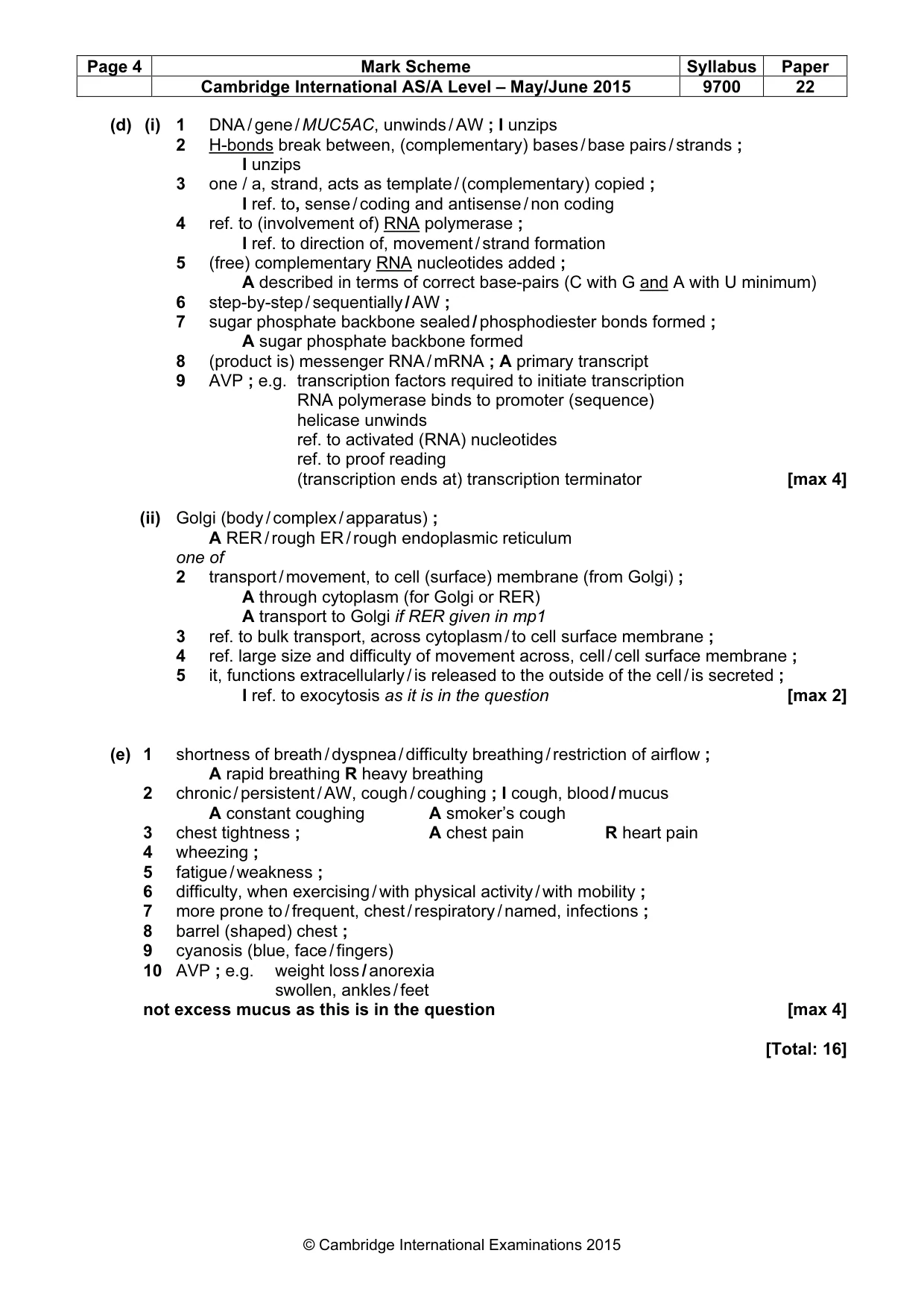 Mark scheme, page 4 of 10