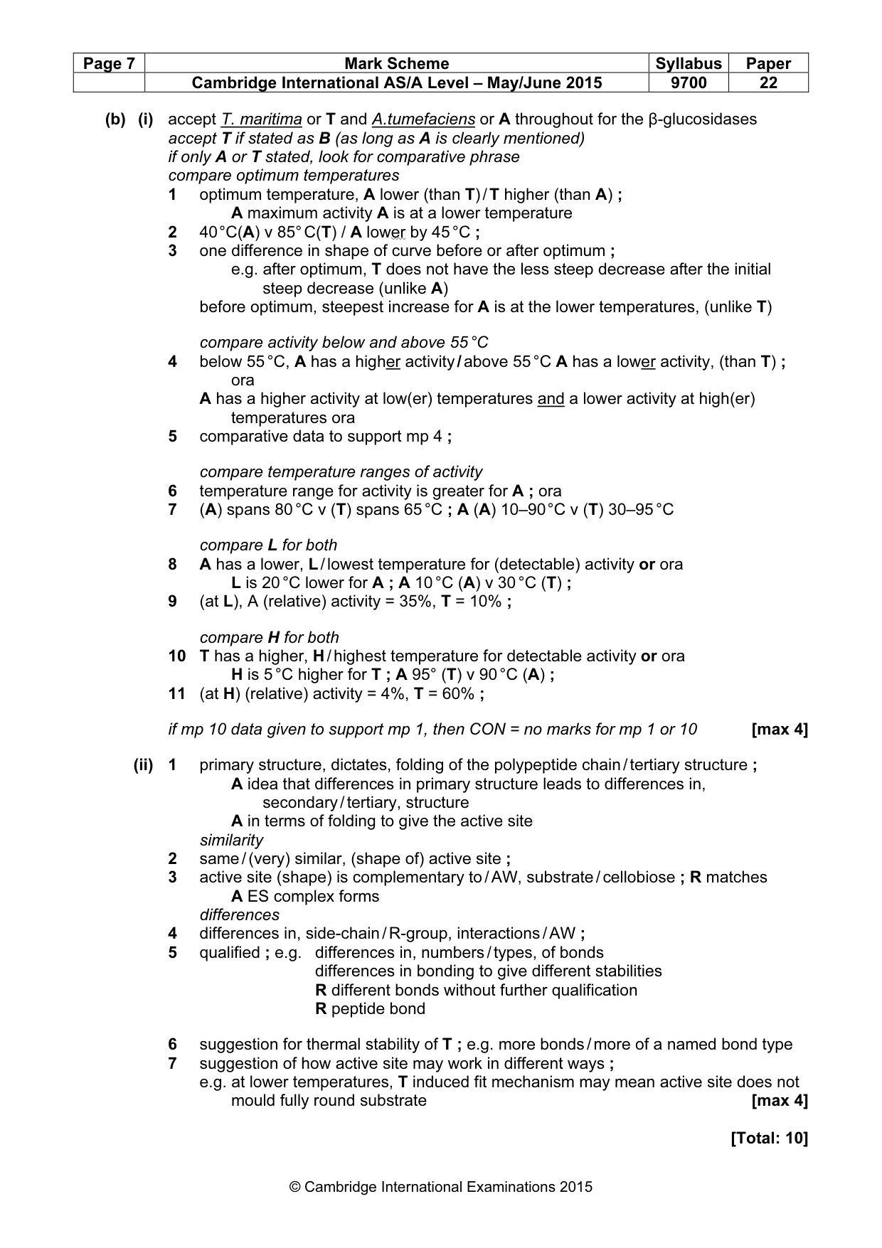 Mark scheme, page 7 of 10