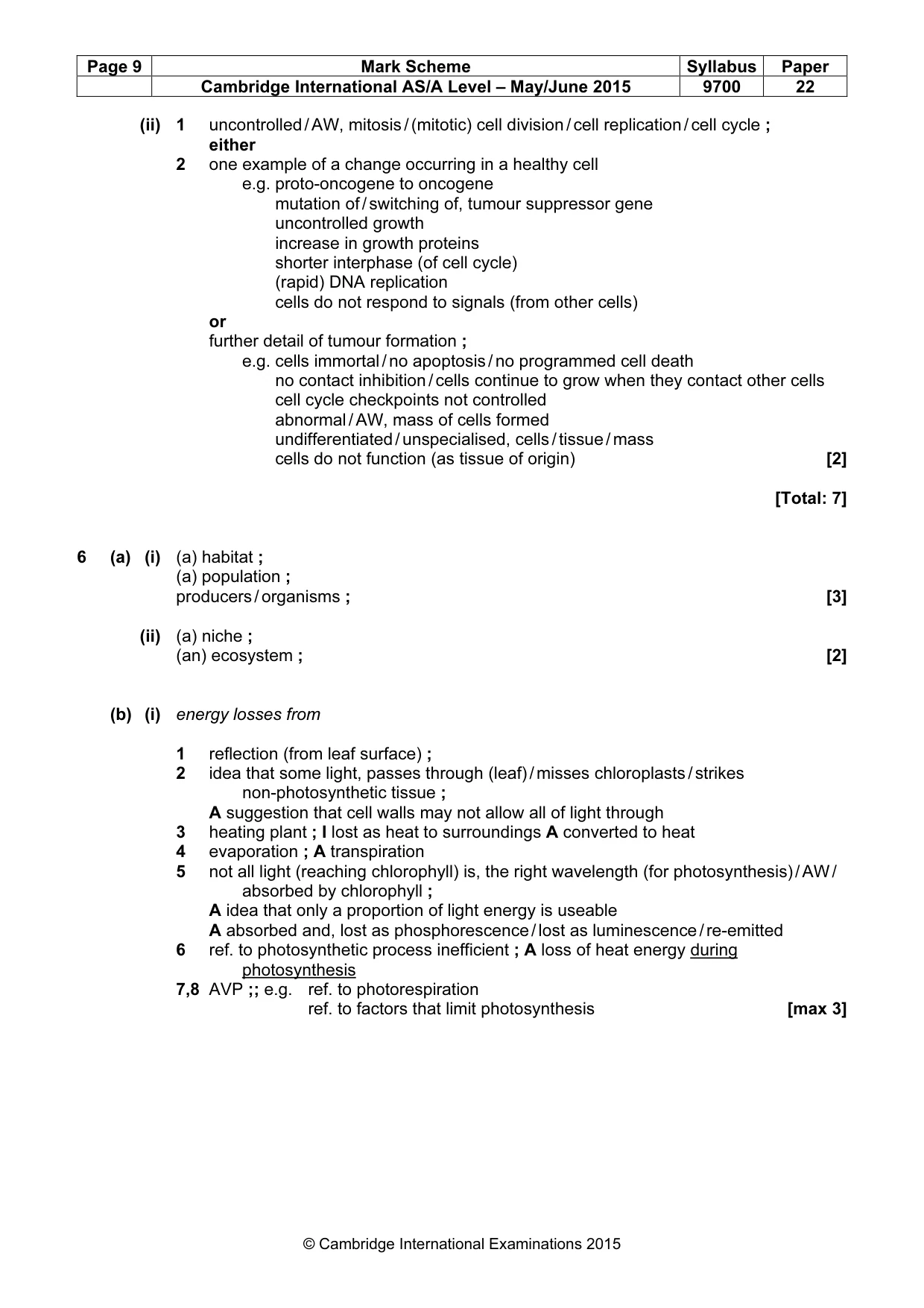 Mark scheme, page 9 of 10