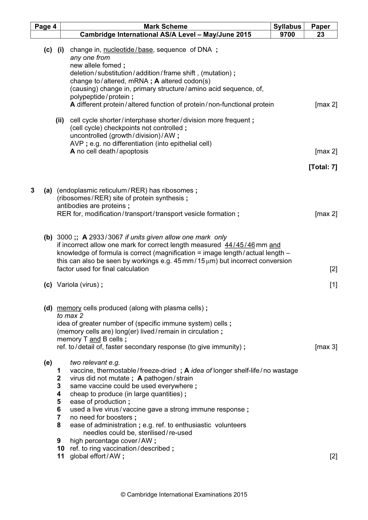 Mark scheme, page 4 of 7