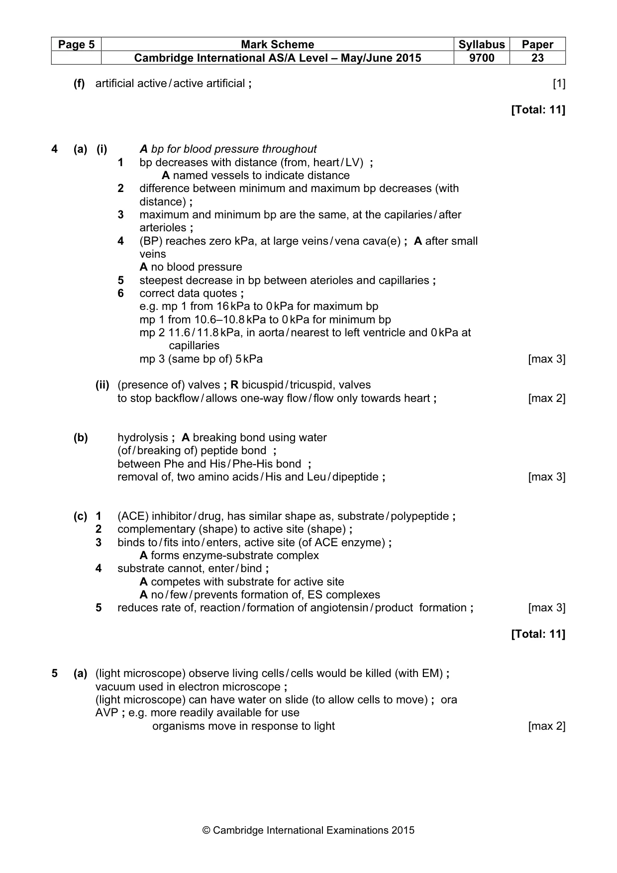 Mark scheme, page 5 of 7