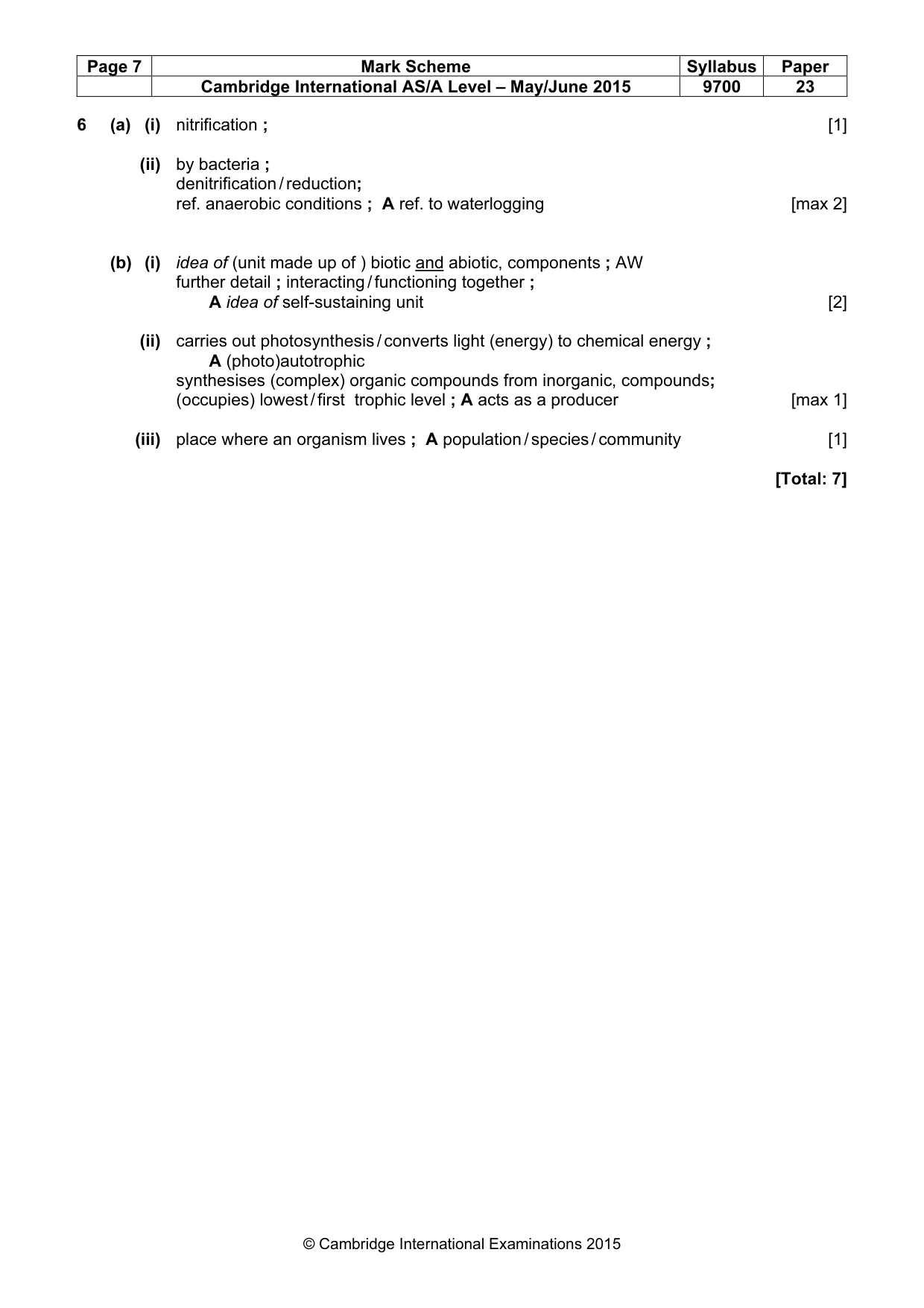 Mark scheme, page 7 of 7