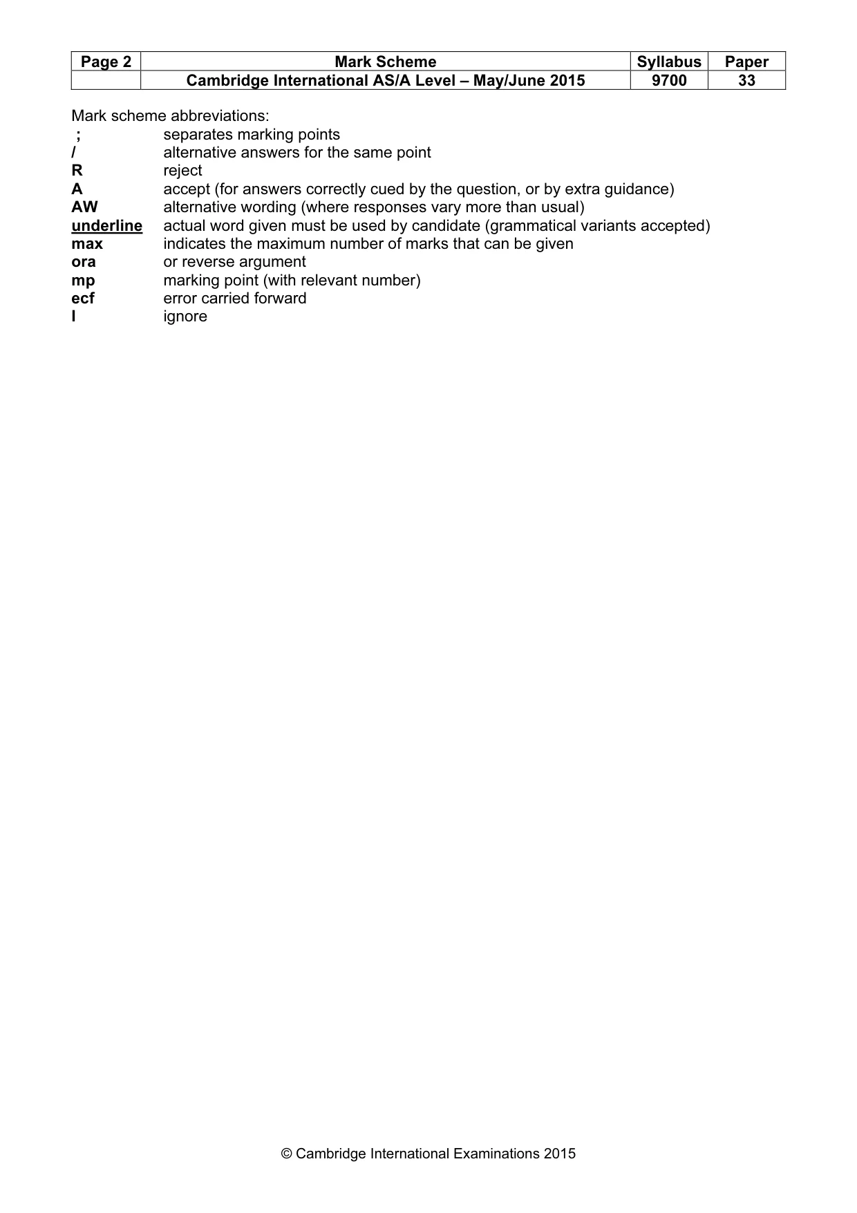 Mark scheme, page 2 of 4