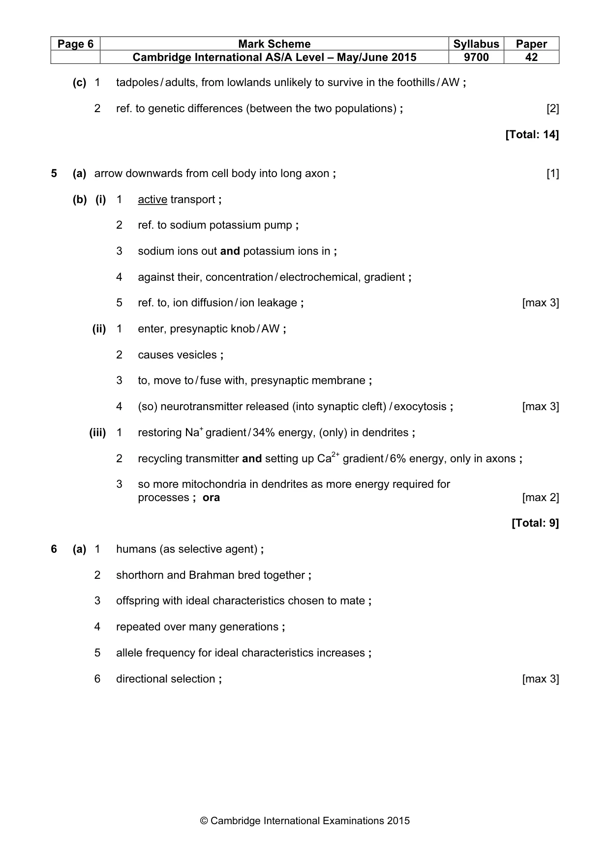 Mark scheme, page 6 of 11