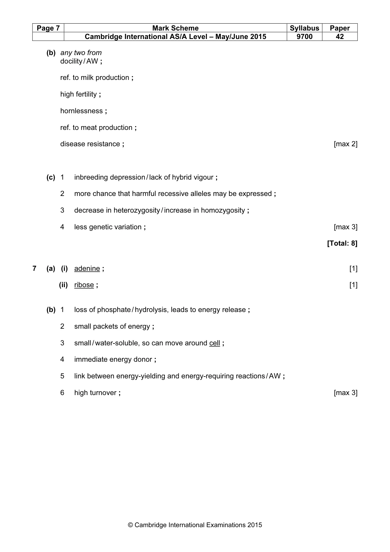 Mark scheme, page 7 of 11
