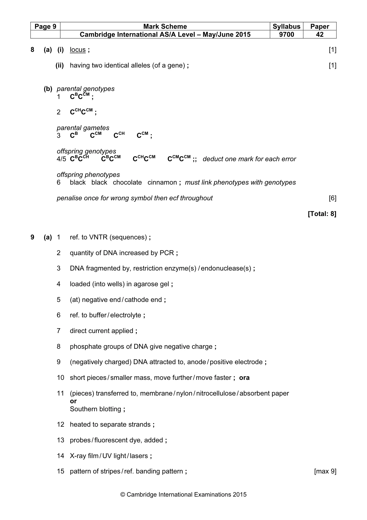 Mark scheme, page 9 of 11