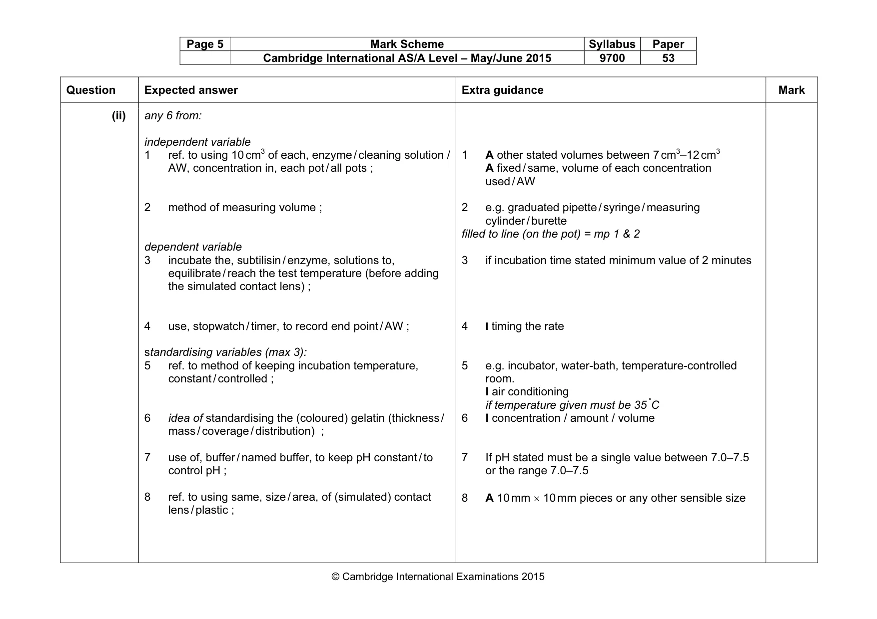 Mark scheme, page 5 of 10