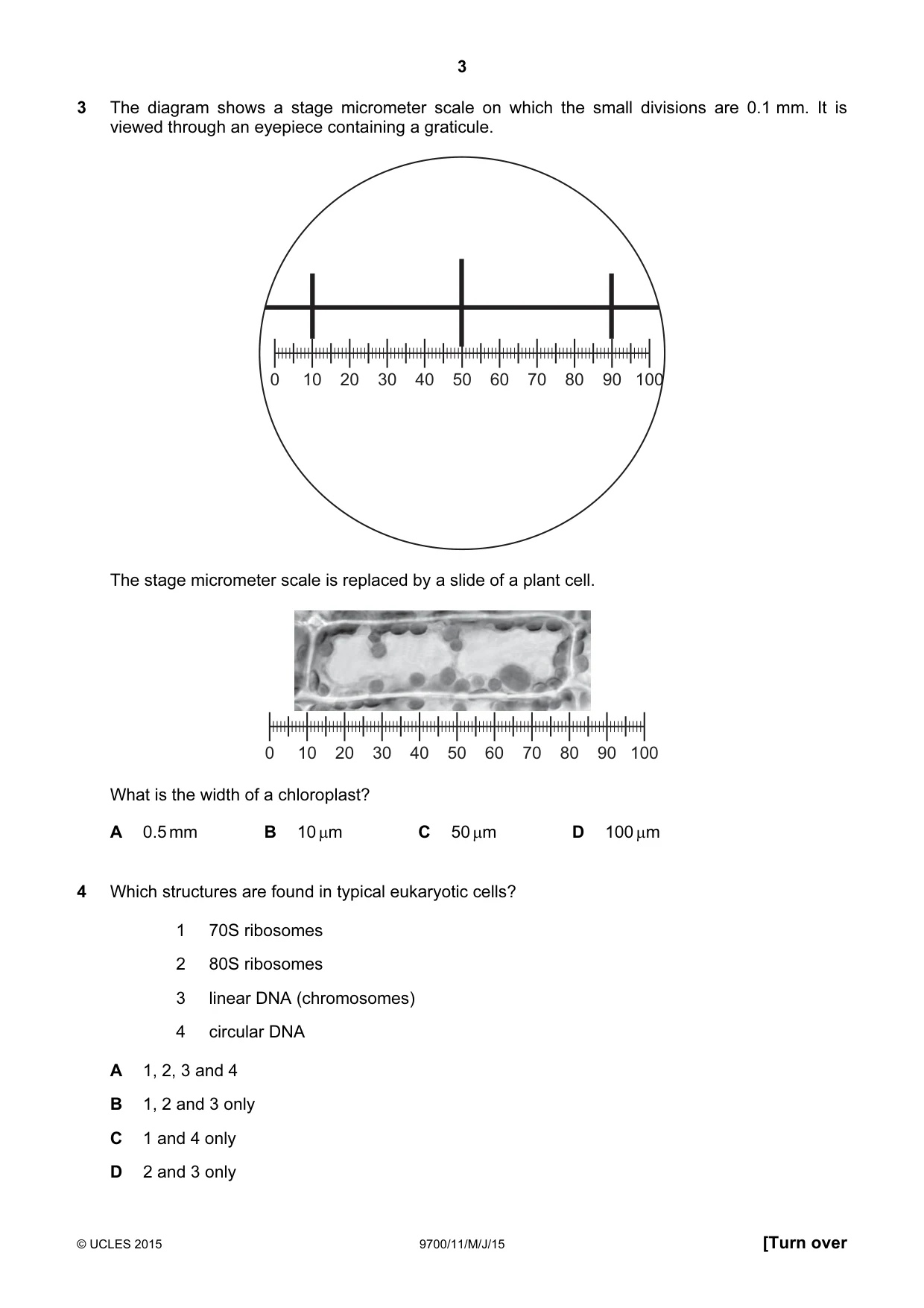 Cambridge A Level Biology 9700 2015 May/June Paper 1 · Variant 1 question paper, page 3 of 20