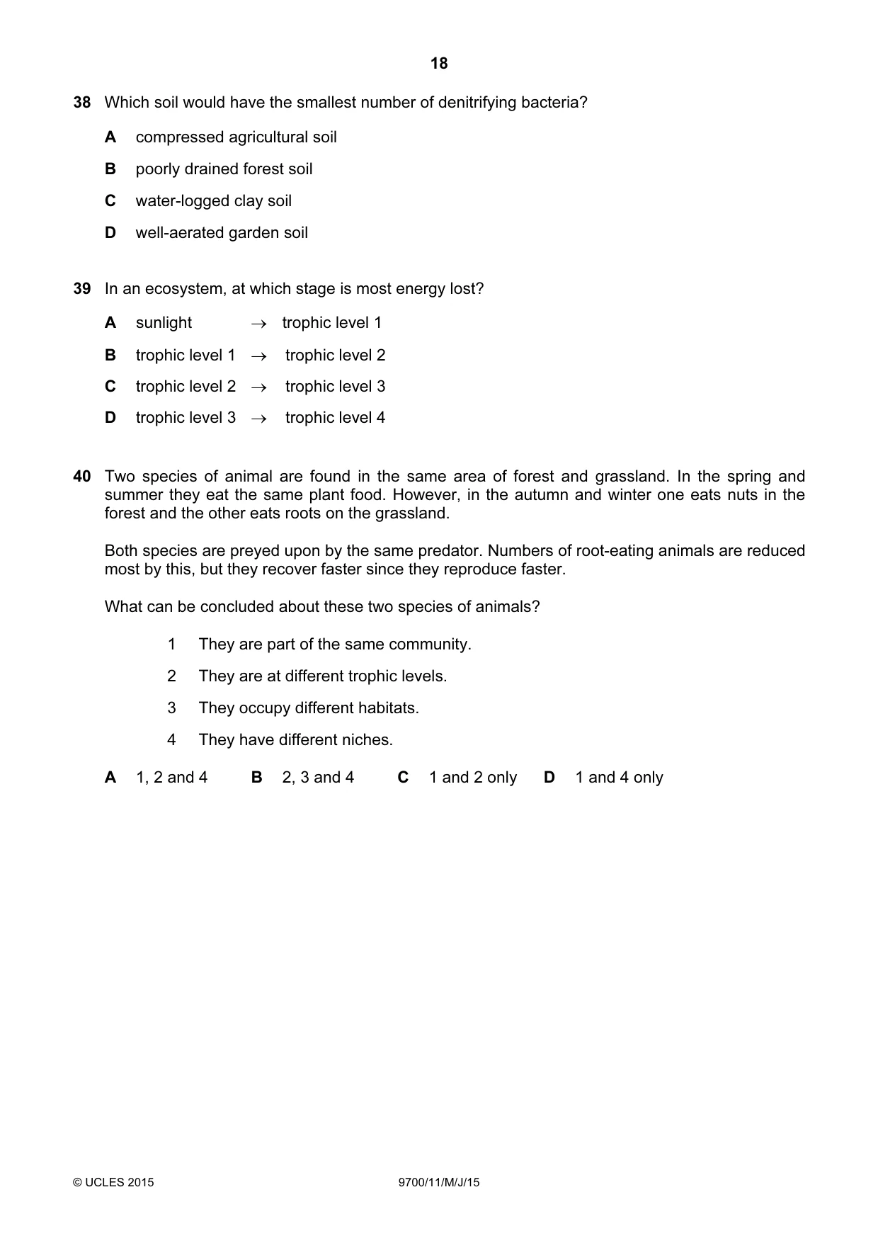 Cambridge A Level Biology 9700 2015 May/June Paper 1 · Variant 1 question paper, page 18 of 20