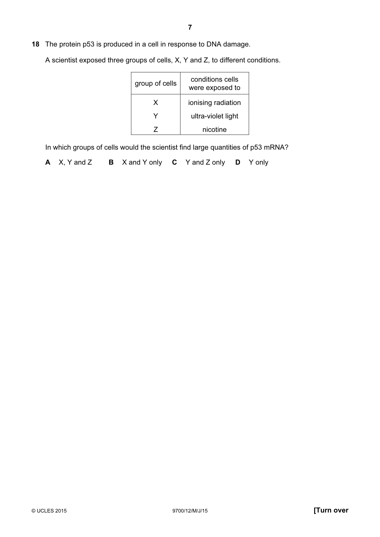 Cambridge A Level Biology 9700 2015 May/June Paper 1 · Variant 2 question paper, page 7 of 20