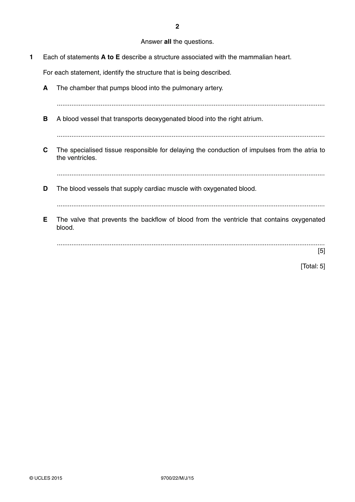 Cambridge A Level Biology 9700 2015 May/June Paper 2 · Variant 2 question paper, page 2 of 16