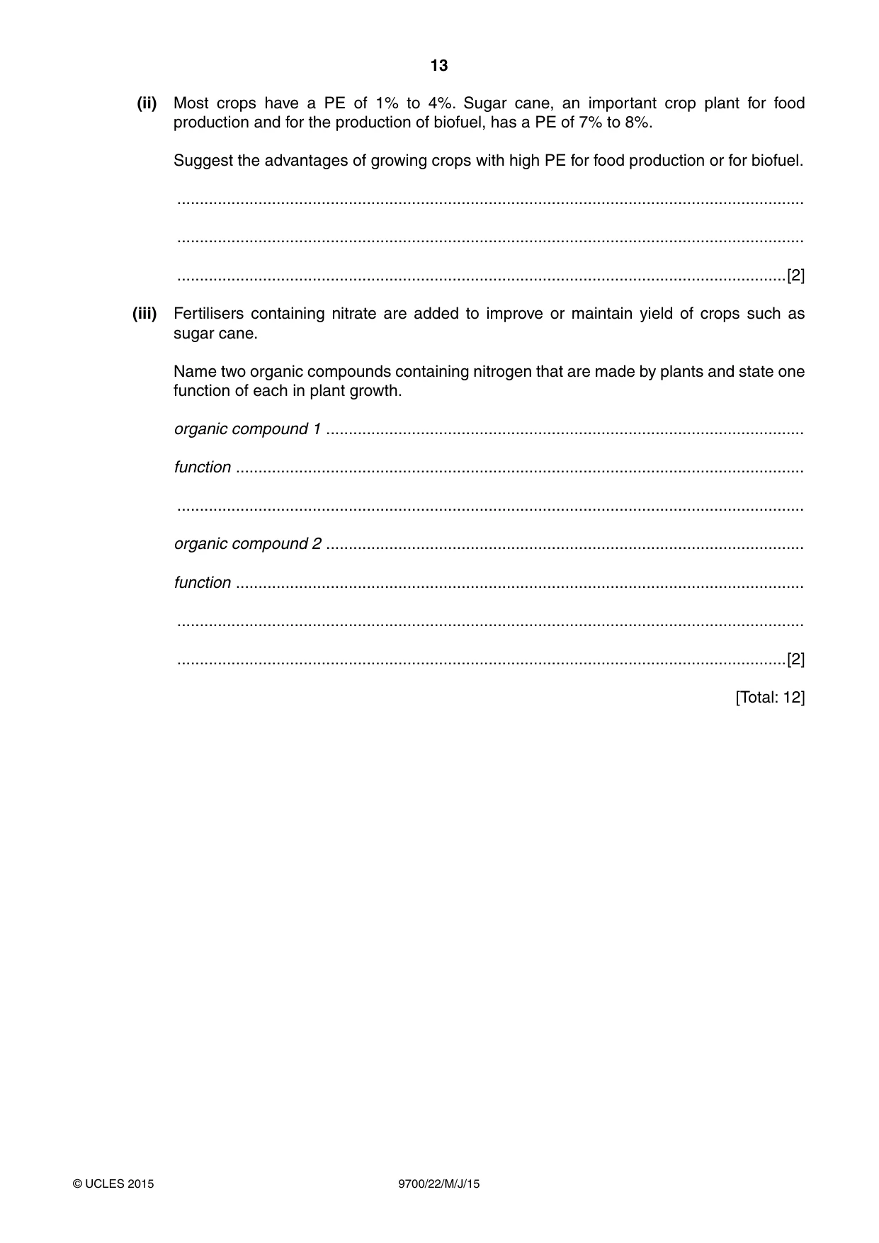 Cambridge A Level Biology 9700 2015 May/June Paper 2 · Variant 2 question paper, page 13 of 16