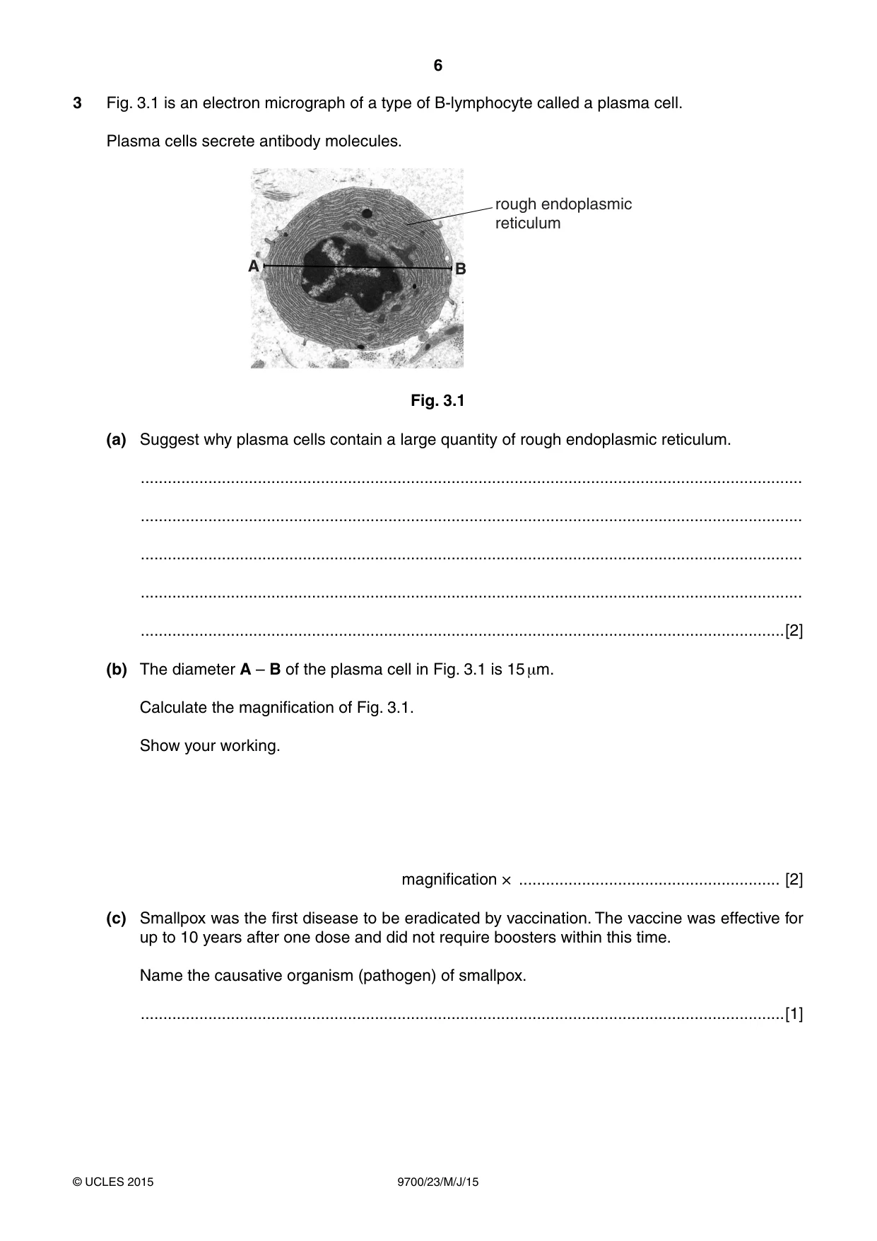 Cambridge A Level Biology 9700 2015 May/June Paper 2 · Variant 3 question paper, page 6 of 16