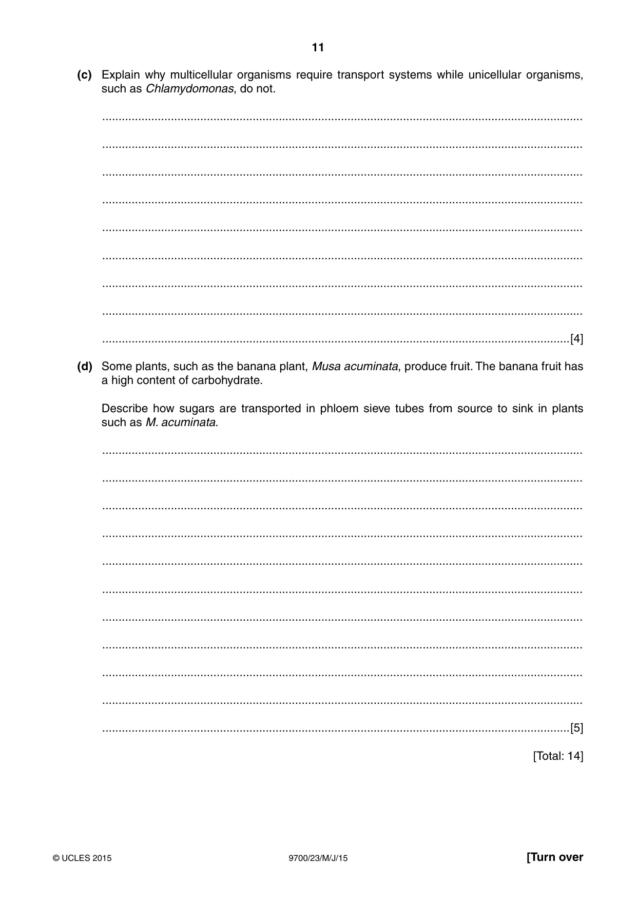Cambridge A Level Biology 9700 2015 May/June Paper 2 · Variant 3 question paper, page 11 of 16
