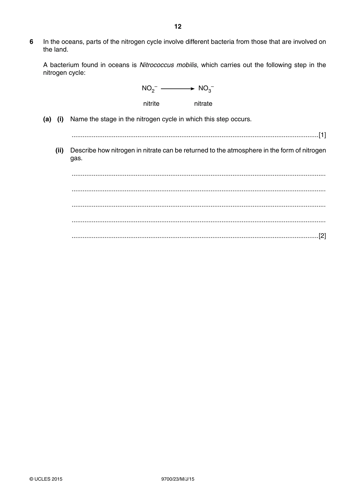 Cambridge A Level Biology 9700 2015 May/June Paper 2 · Variant 3 question paper, page 12 of 16