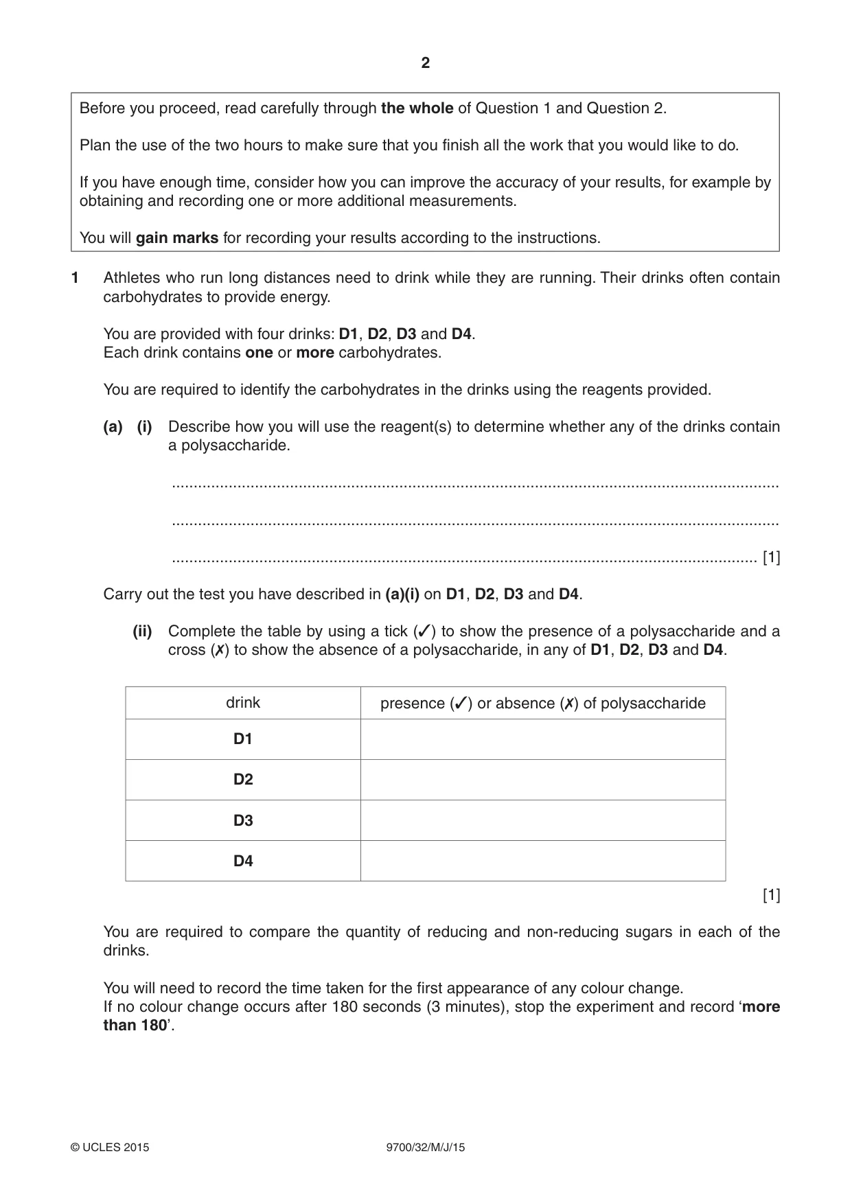 Cambridge A Level Biology 9700 2015 May/June Paper 3 · Variant 2 question paper, page 2 of 12