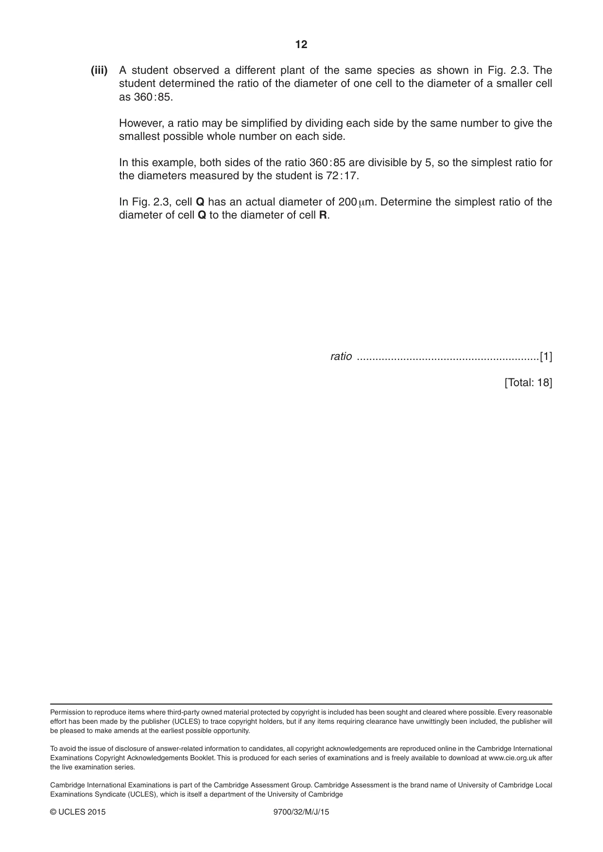 Cambridge A Level Biology 9700 2015 May/June Paper 3 · Variant 2 question paper, page 12 of 12