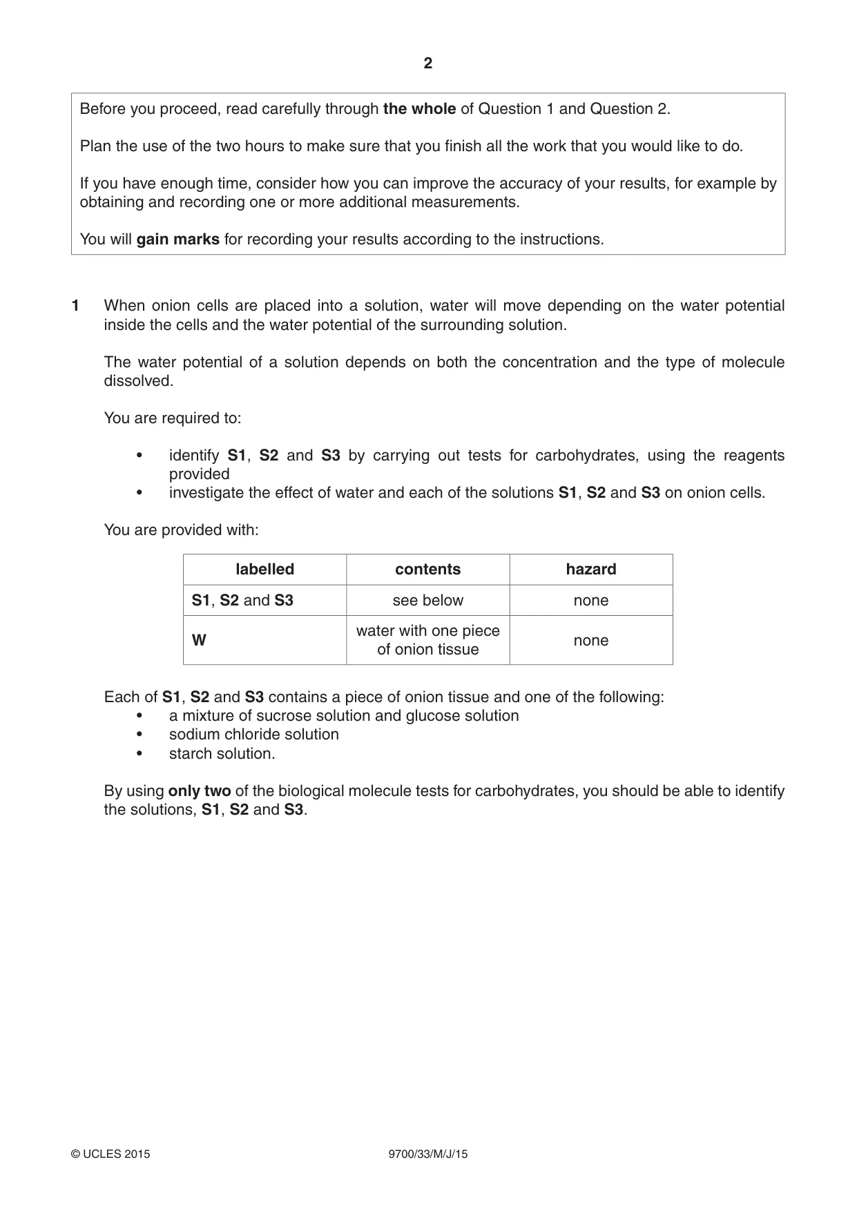 Cambridge A Level Biology 9700 2015 May/June Paper 3 · Variant 3 question paper, page 2 of 16