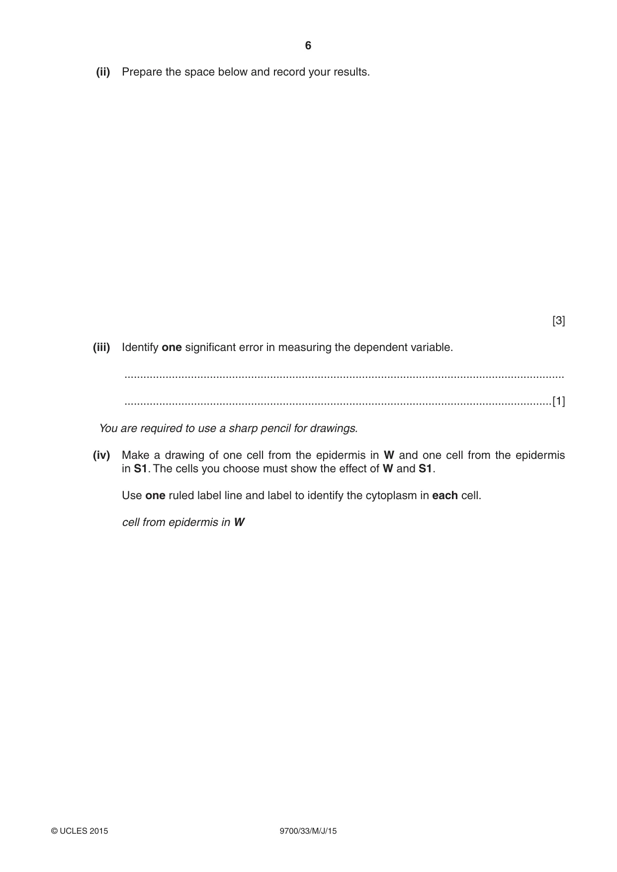 Cambridge A Level Biology 9700 2015 May/June Paper 3 · Variant 3 question paper, page 6 of 16