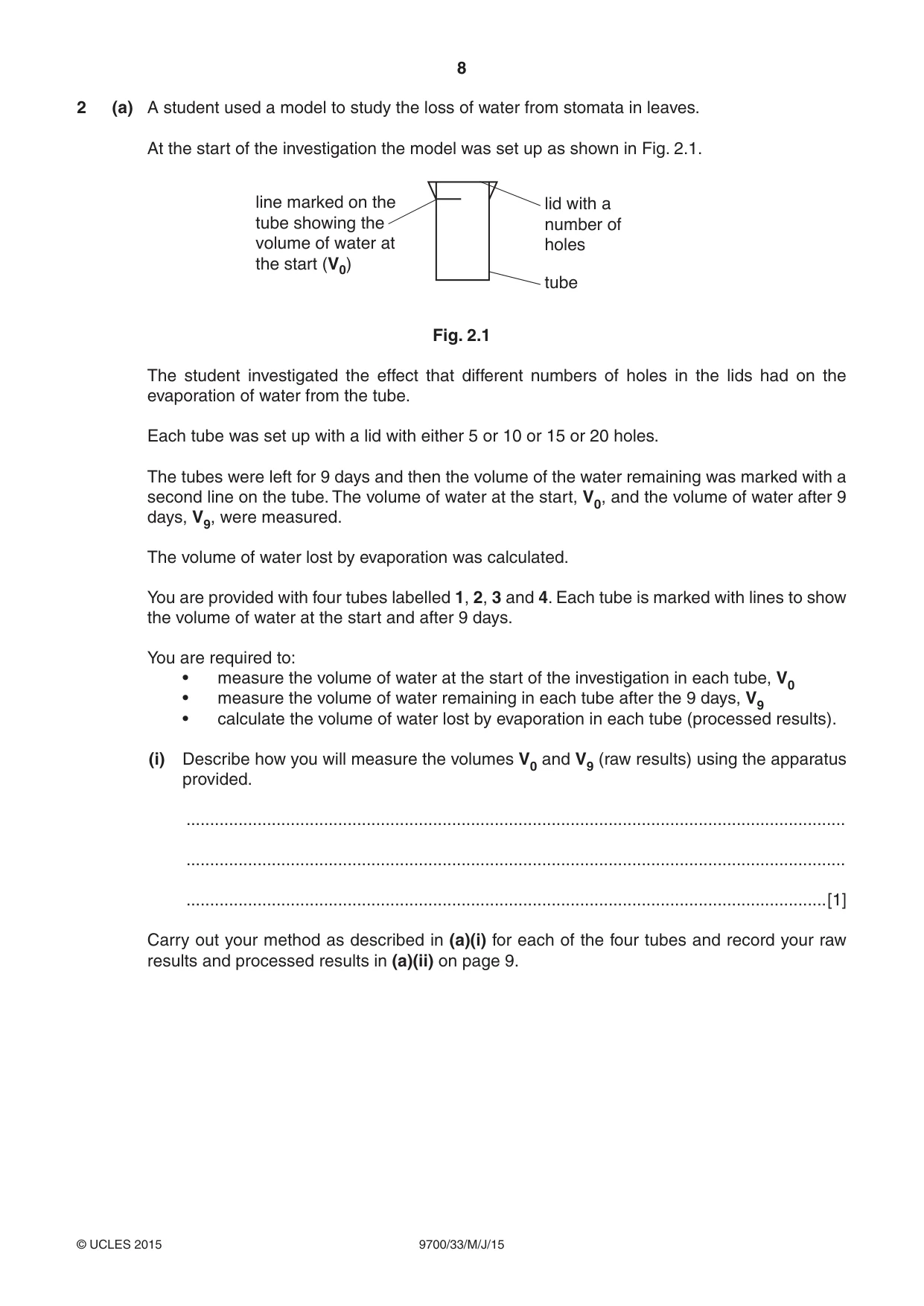 Cambridge A Level Biology 9700 2015 May/June Paper 3 · Variant 3 question paper, page 8 of 16