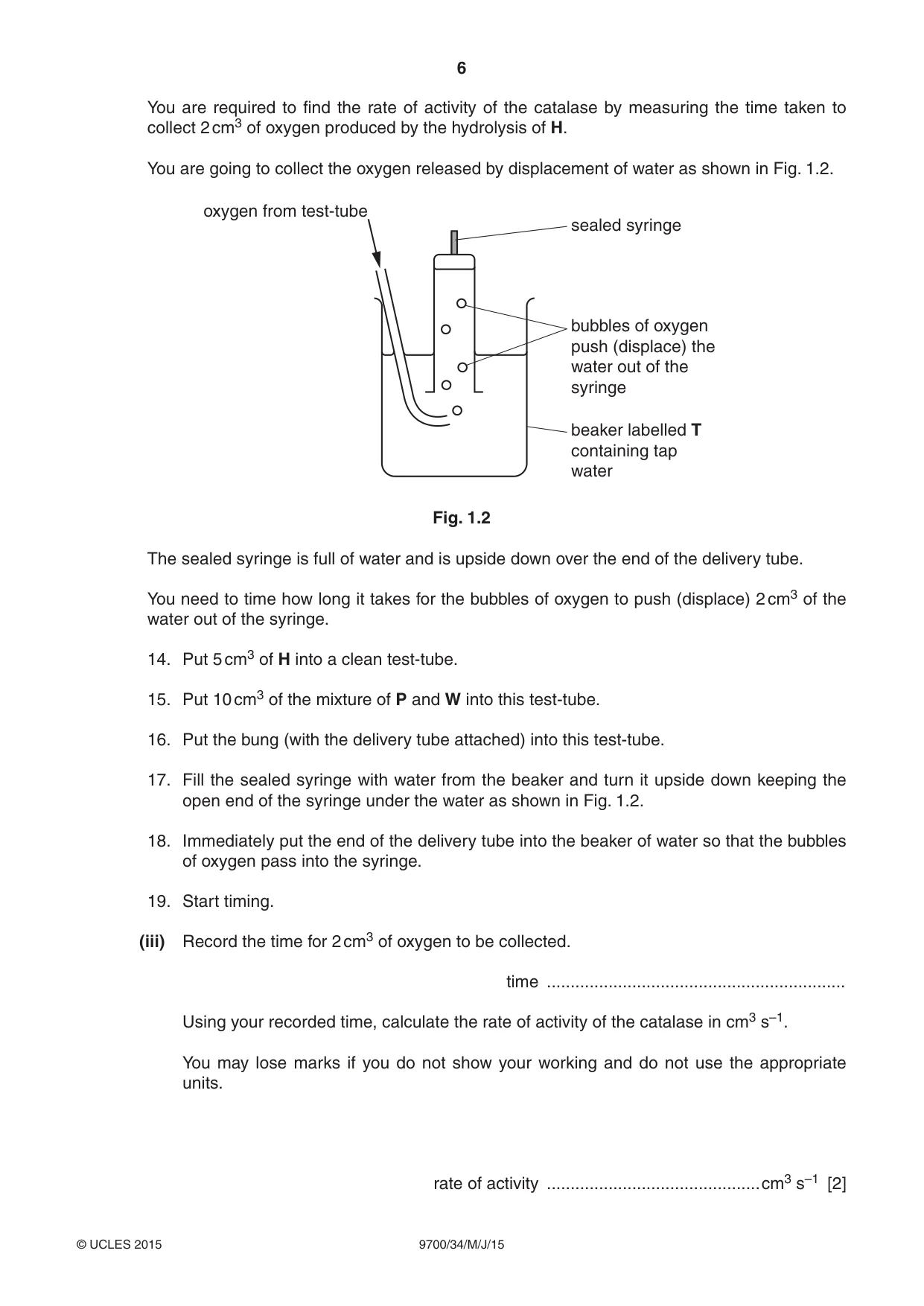 Cambridge A Level Biology 9700 2015 May/June Paper 3 · Variant 4 question paper, page 6 of 12