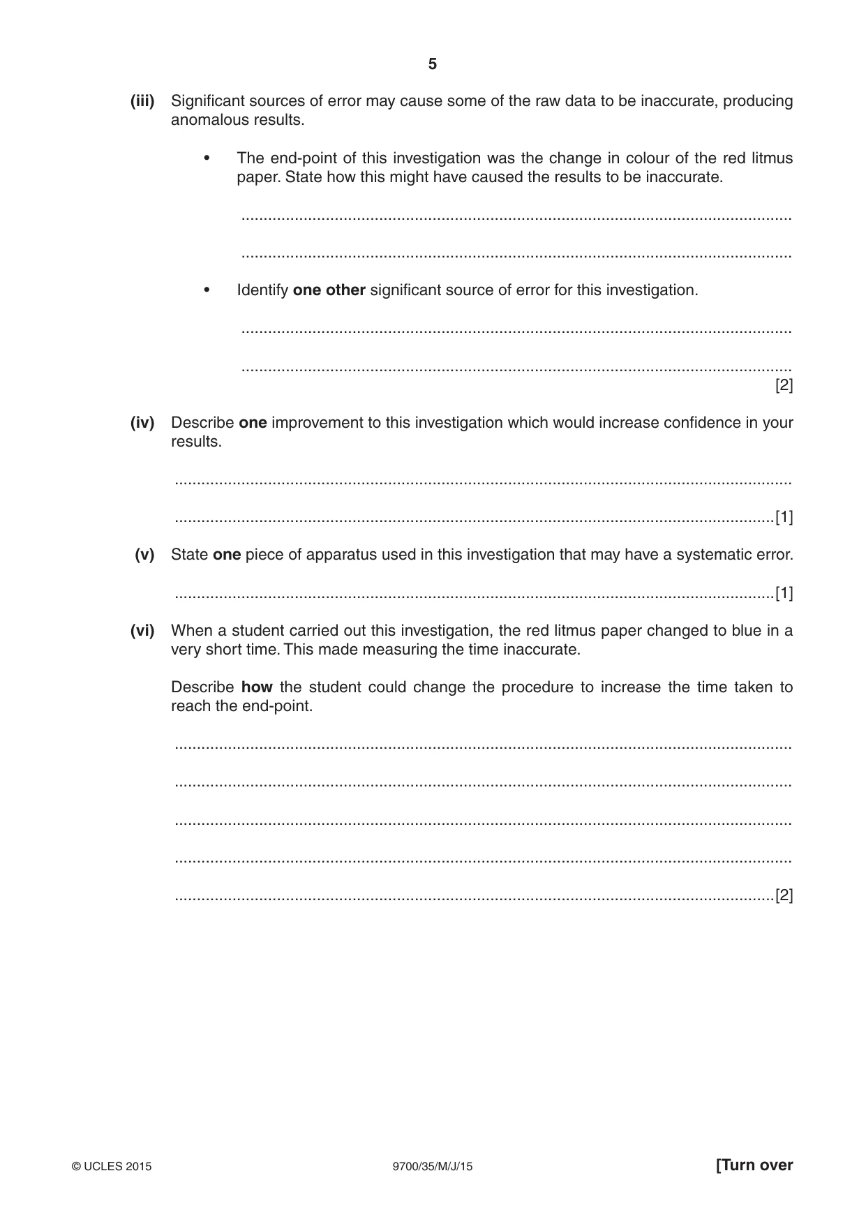 Cambridge A Level Biology 9700 2015 May/June Paper 3 · Variant 5 question paper, page 5 of 12