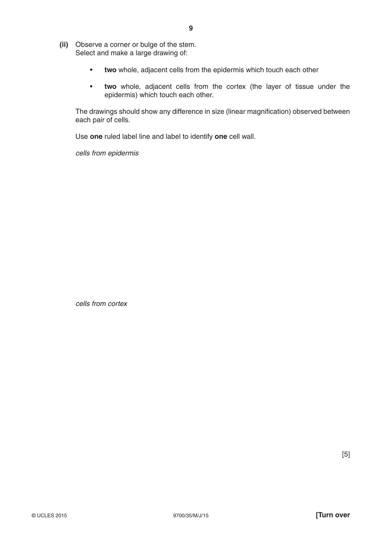 Cambridge A Level Biology 9700 2015 May/June Paper 3 · Variant 5 question paper, page 9 of 12