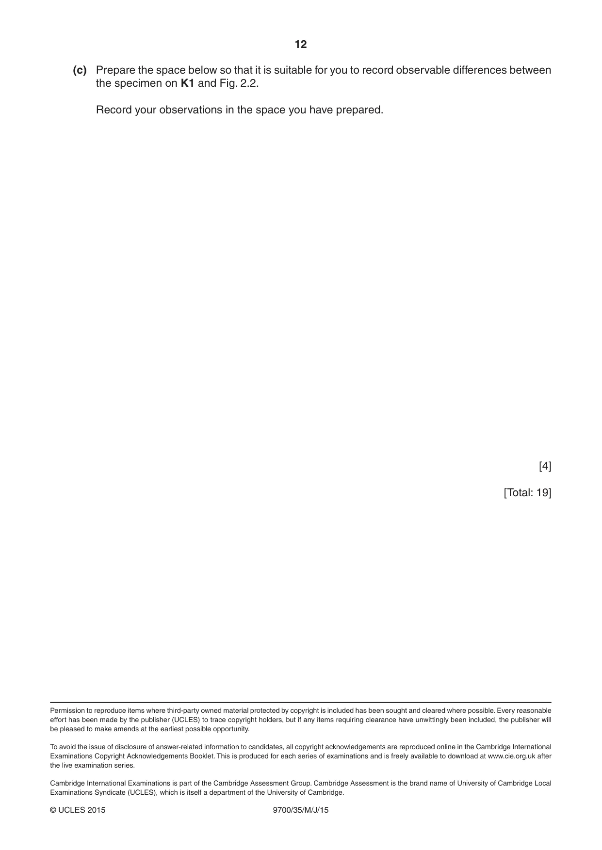 Cambridge A Level Biology 9700 2015 May/June Paper 3 · Variant 5 question paper, page 12 of 12